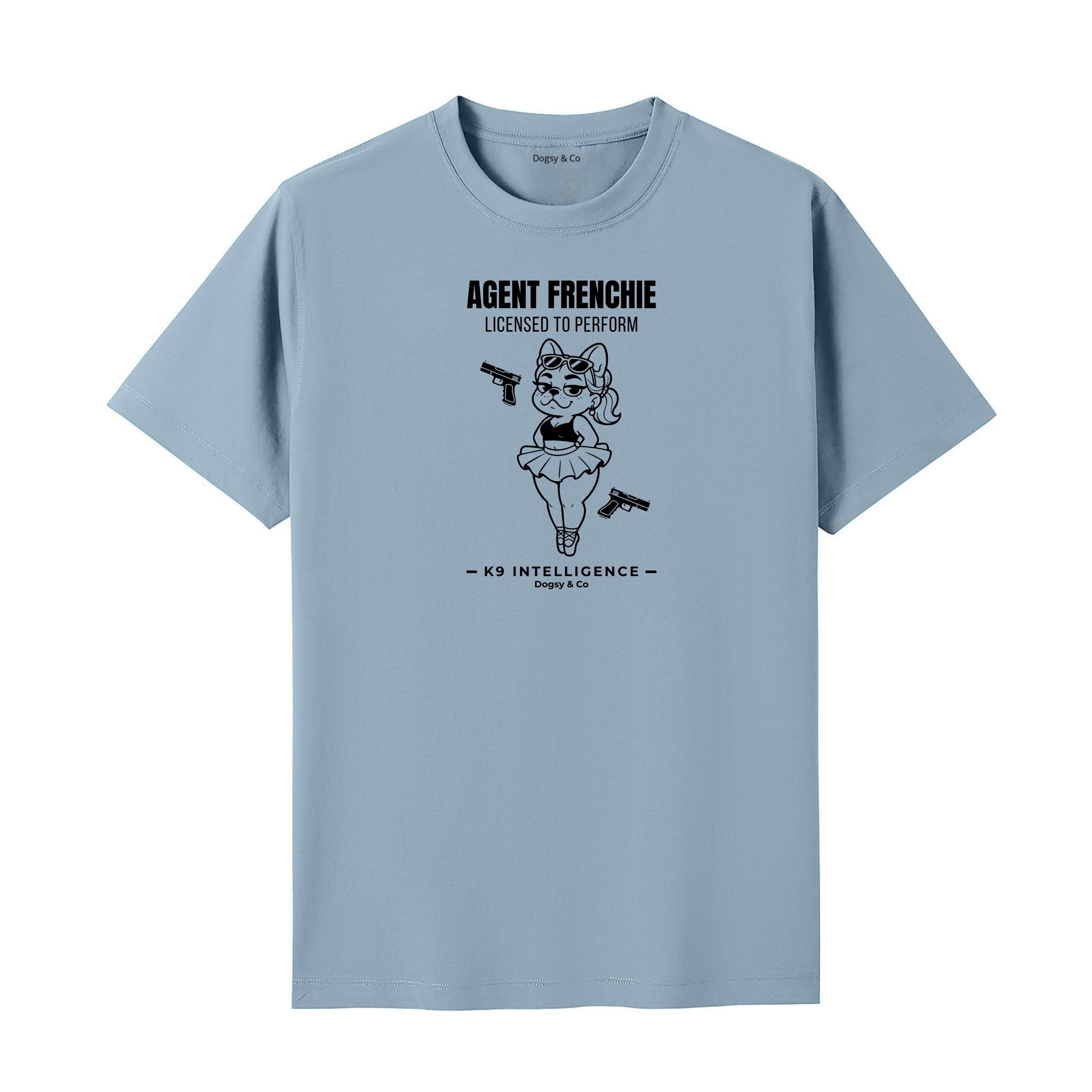 Agent Frenchie Licensed to Perform Tshirt- French Bulldog
