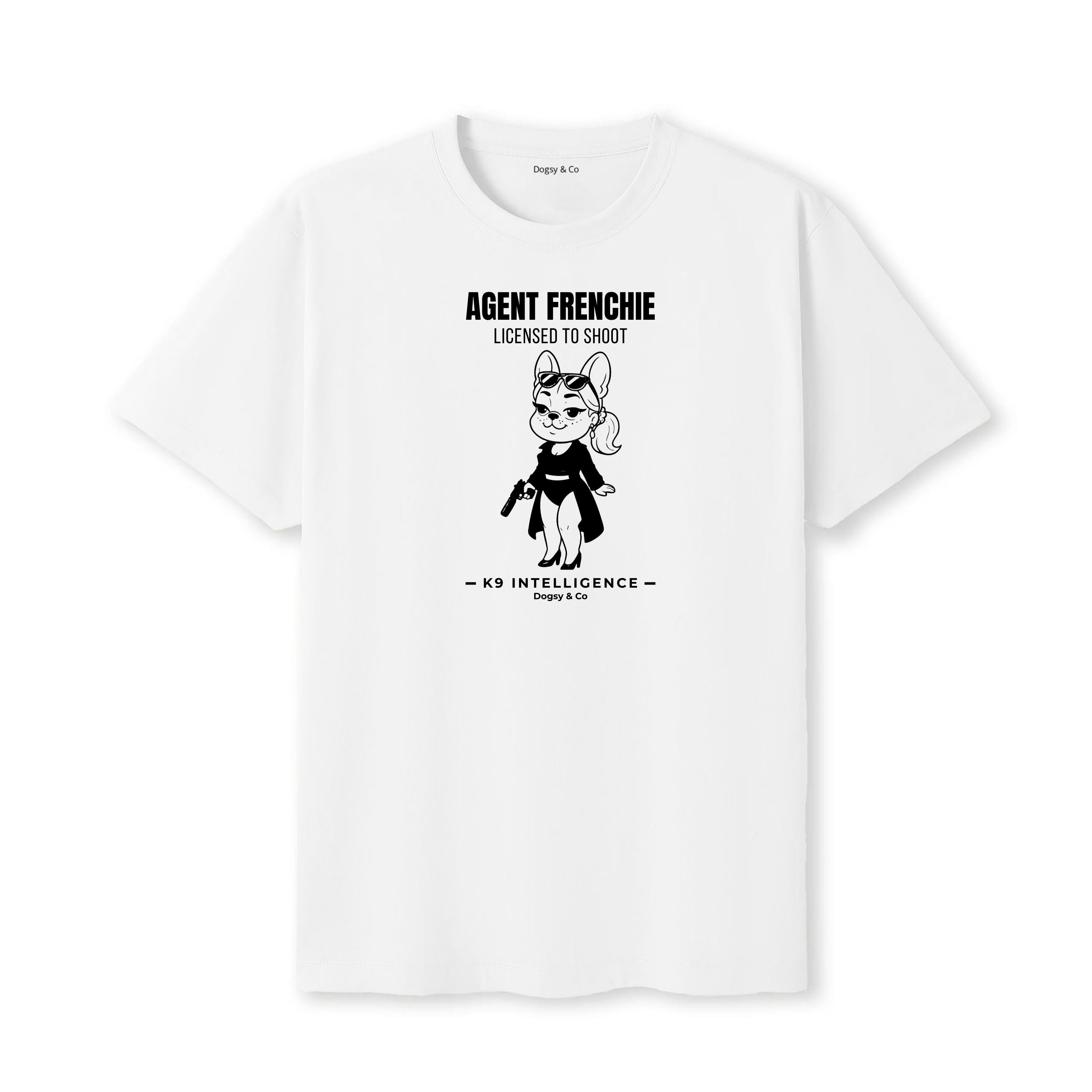 Agent Frenchie Licensed to Shoot Tshirt- French Bulldog