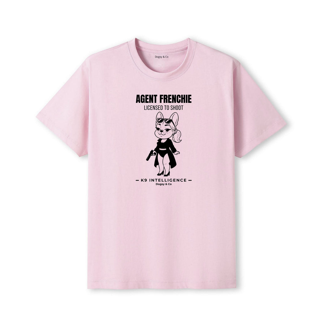 Agent Frenchie Licensed to Shoot Tshirt- French Bulldog