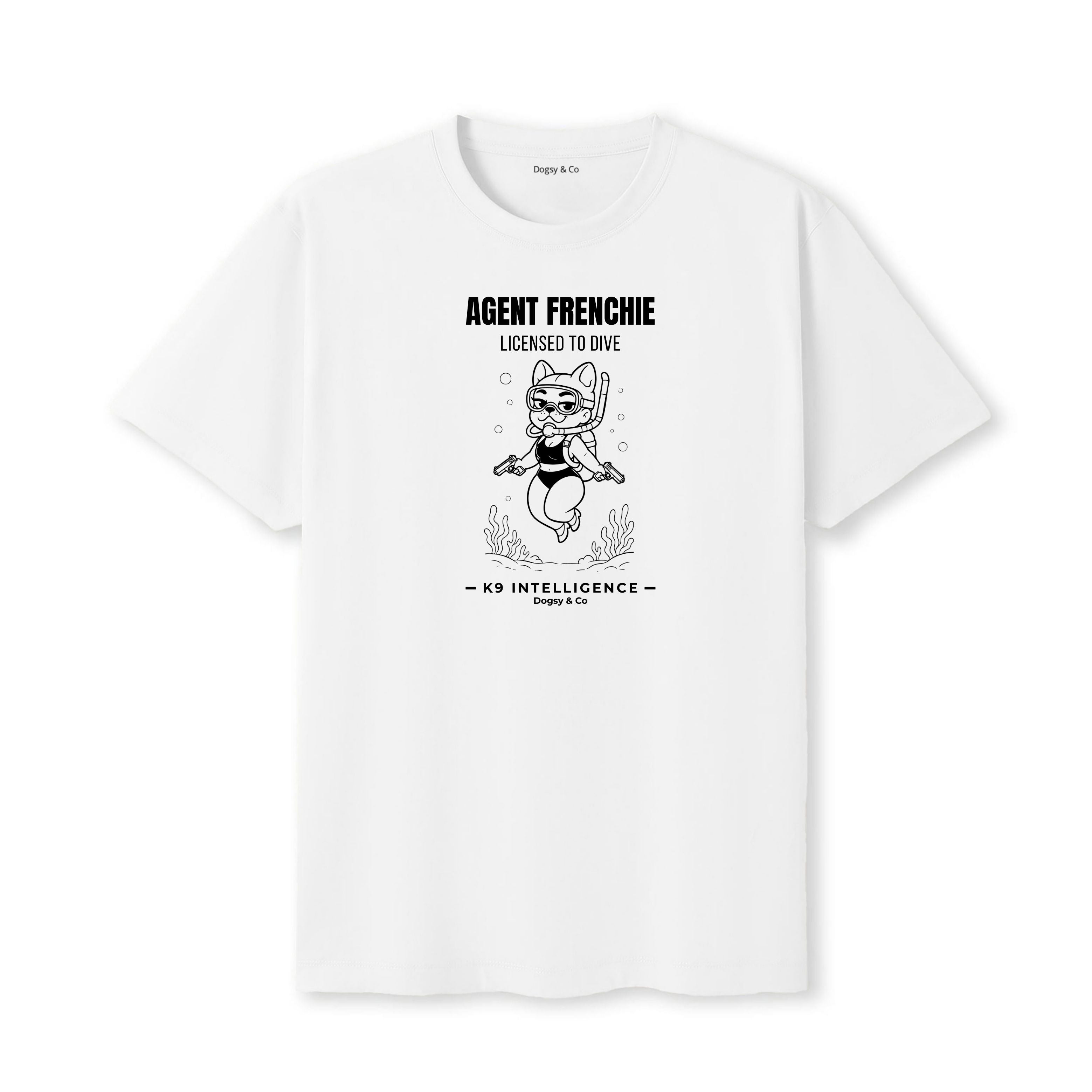 Agent Frenchie Licensed to Dive Tshirt - French Bulldog