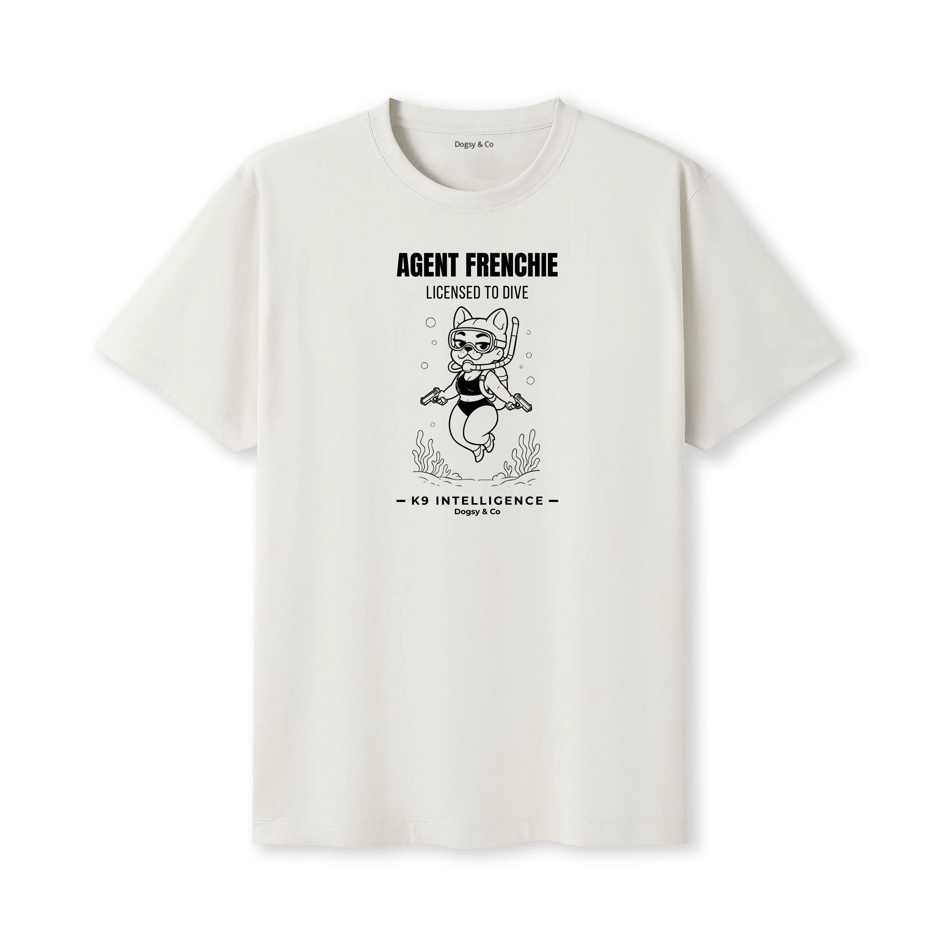 Agent Frenchie Licensed to Dive Tshirt - French Bulldog