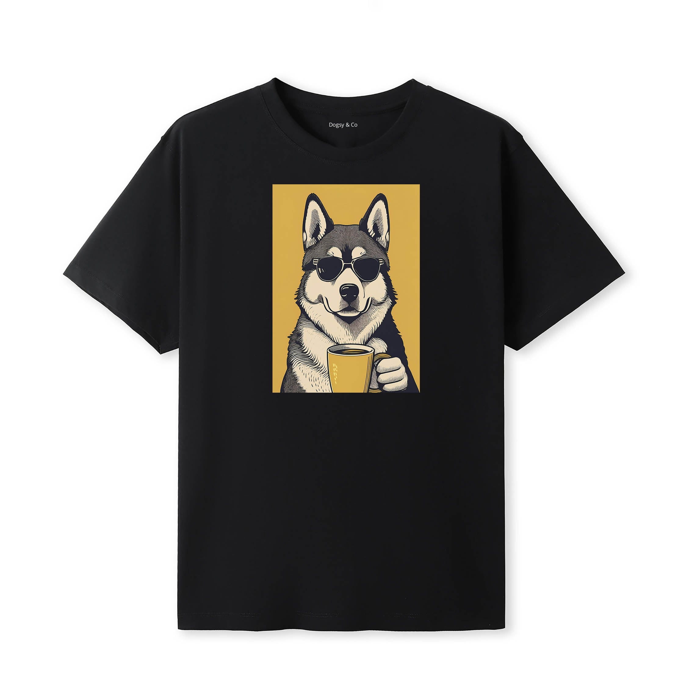 Alaskan Malamute Coffee Dog T-Shirt Black