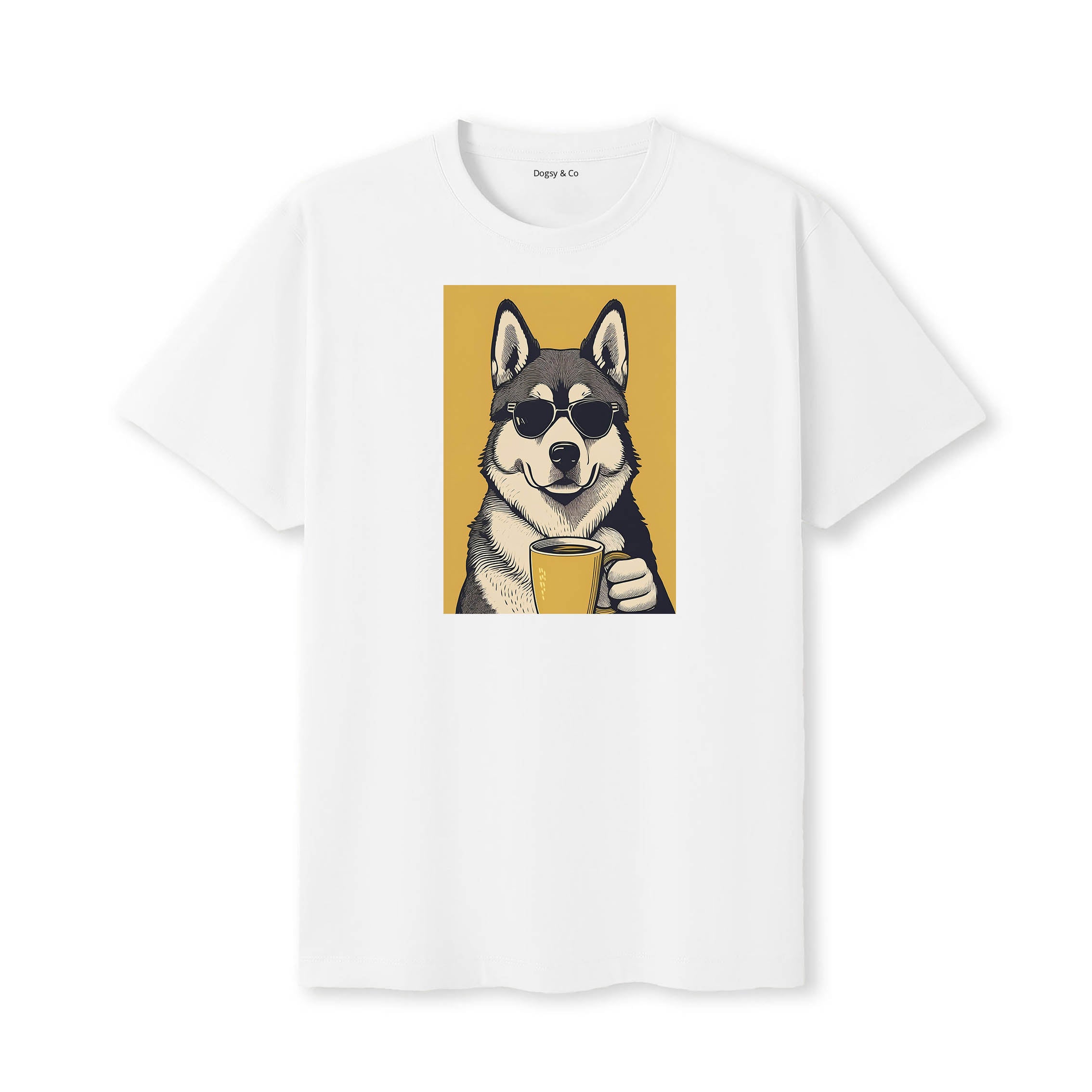 Alaskan Malamute Coffee Dog T-Shirt White