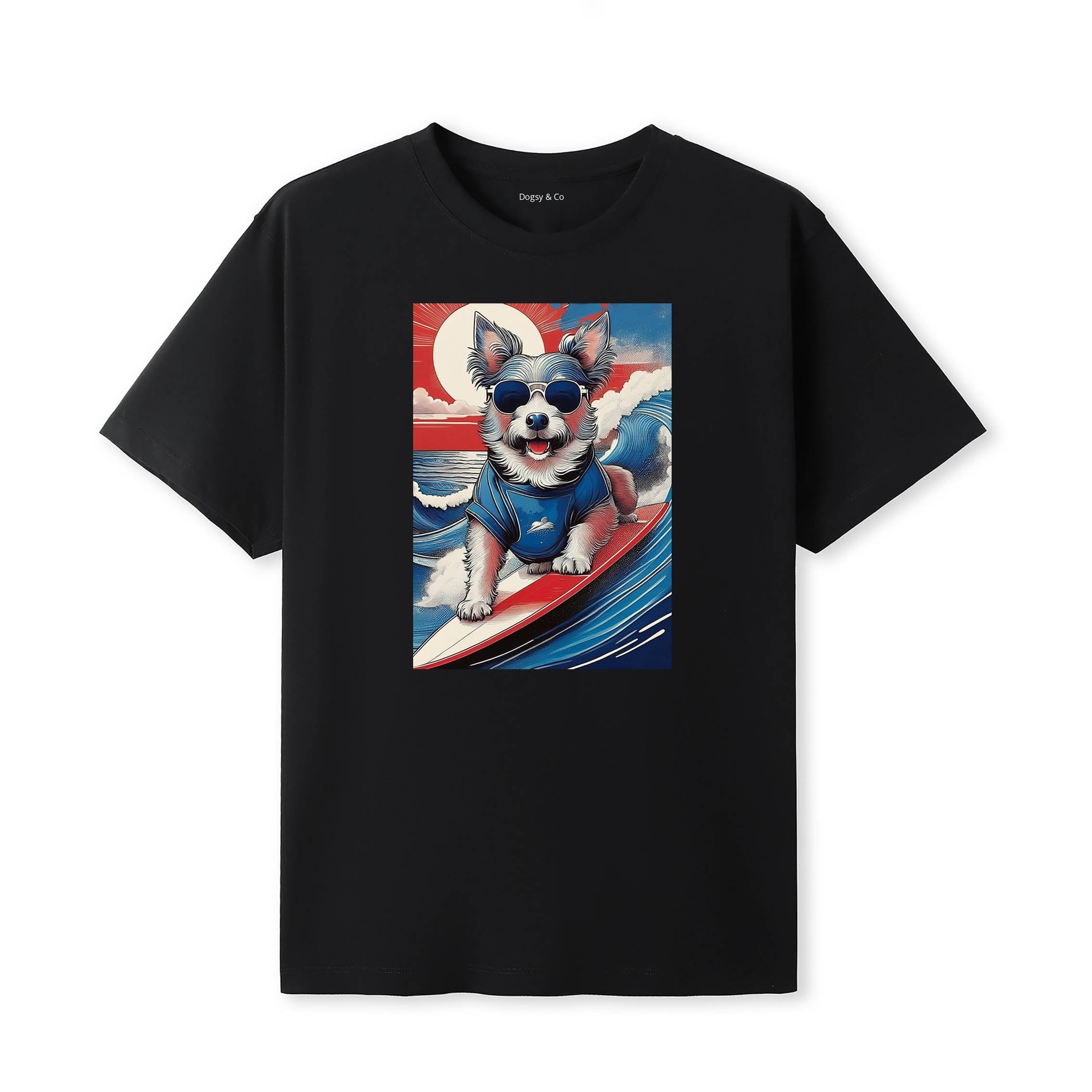 Australian Terrier Surfer Hokusai Dogs T-Shirt Artwork