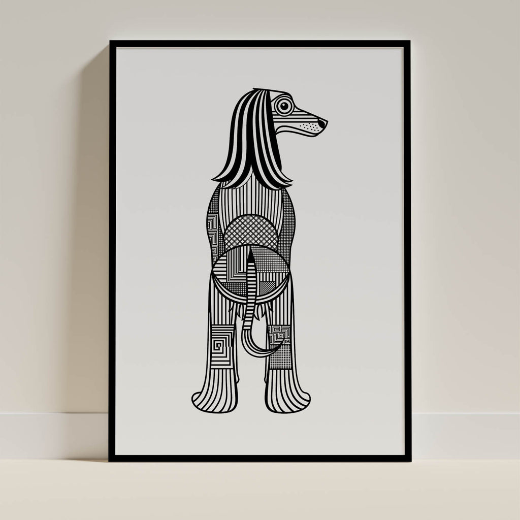 Afghan Hound Geometric Line Art mockup
