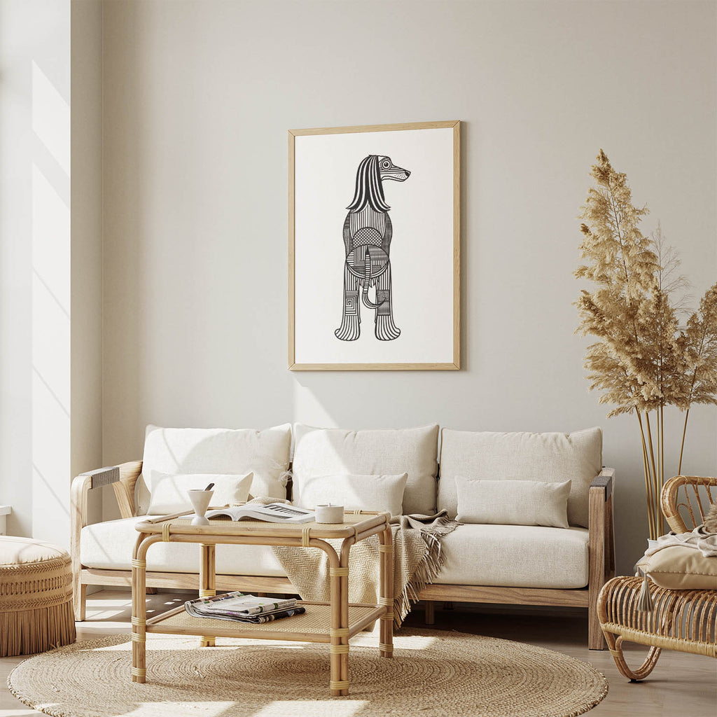 Afghan Hound Geometric Line Art mockup