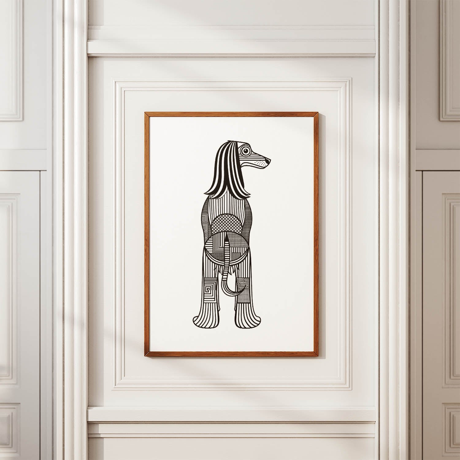 Afghan Hound Geometric Line Art mockup