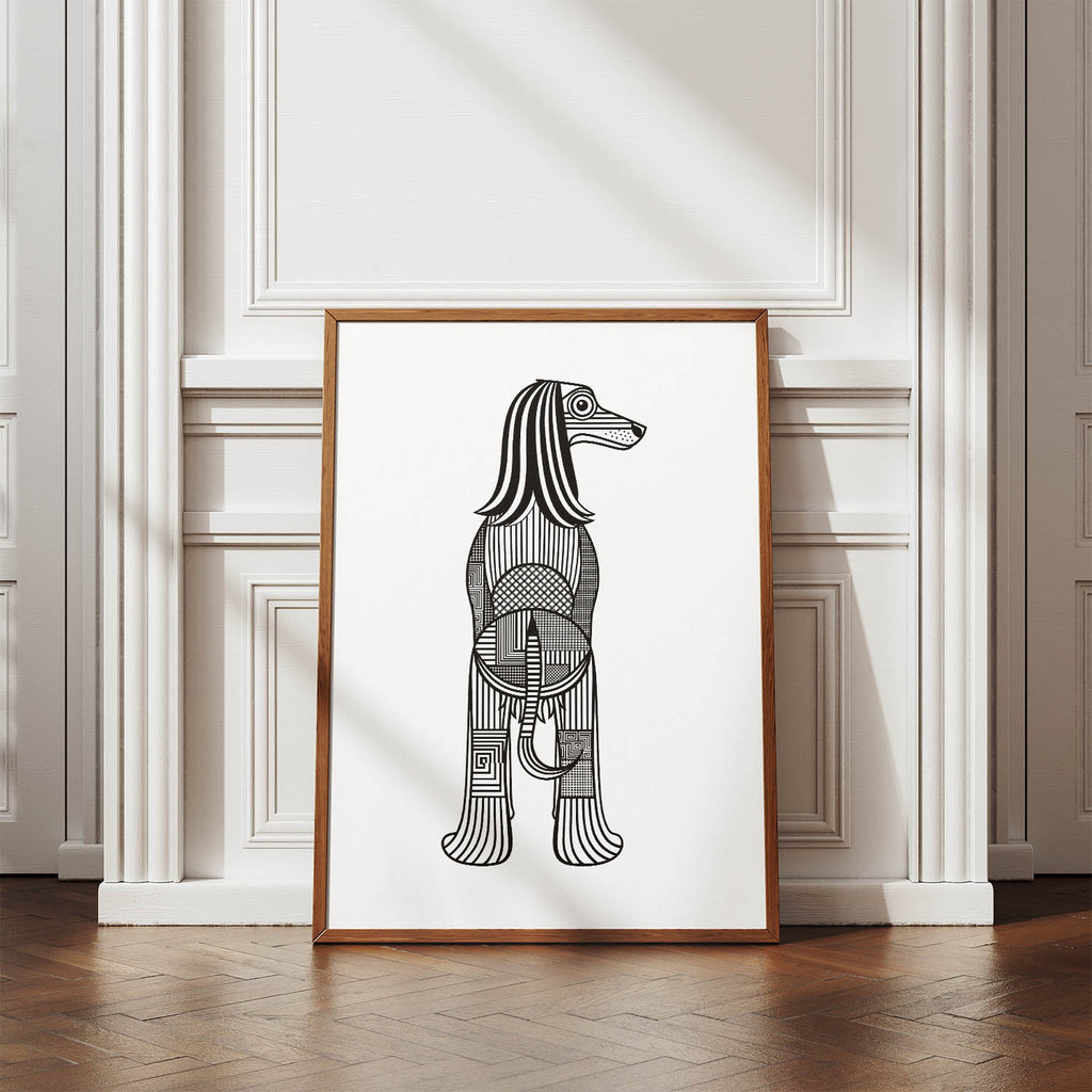 Afghan Hound Geometric Line Art mockup