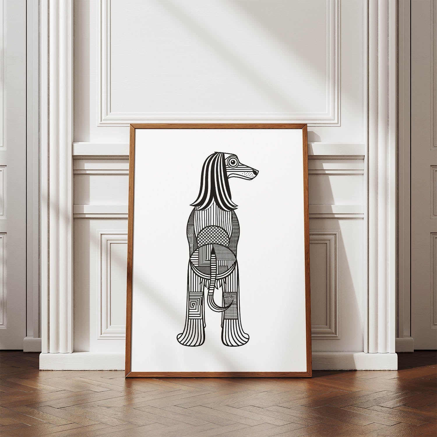 Afghan Hound Geometric Line Art mockup