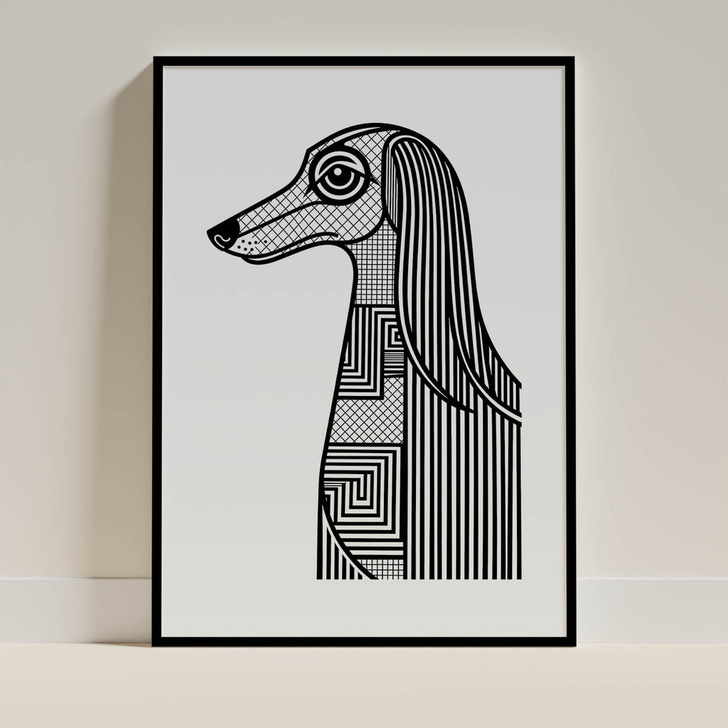 Afghan Hound Geometric Line Art mockup