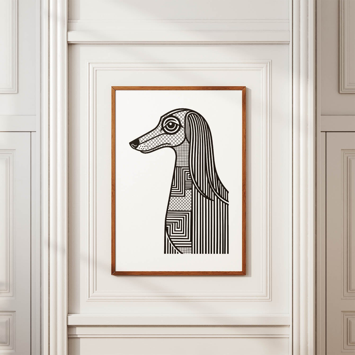 Afghan Hound Geometric Line Art mockup