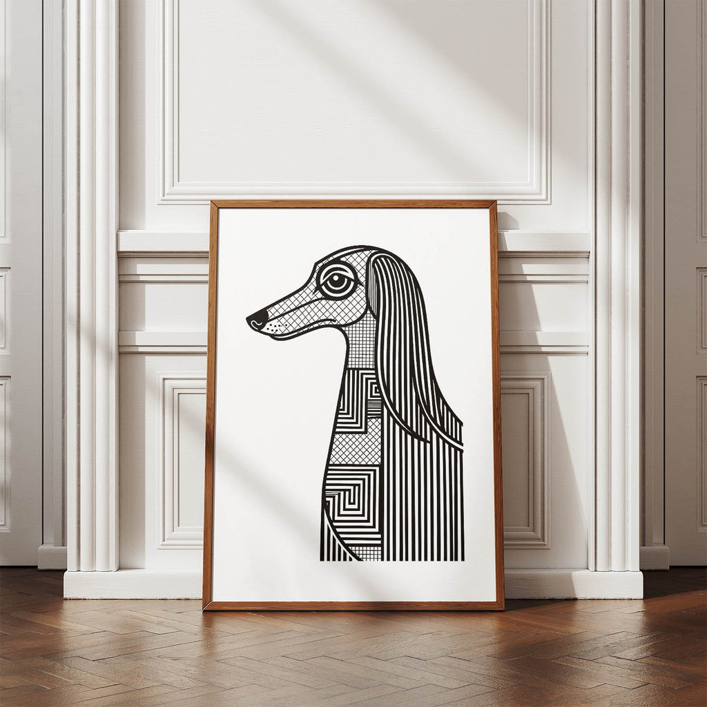 Afghan Hound Geometric Line Art mockup