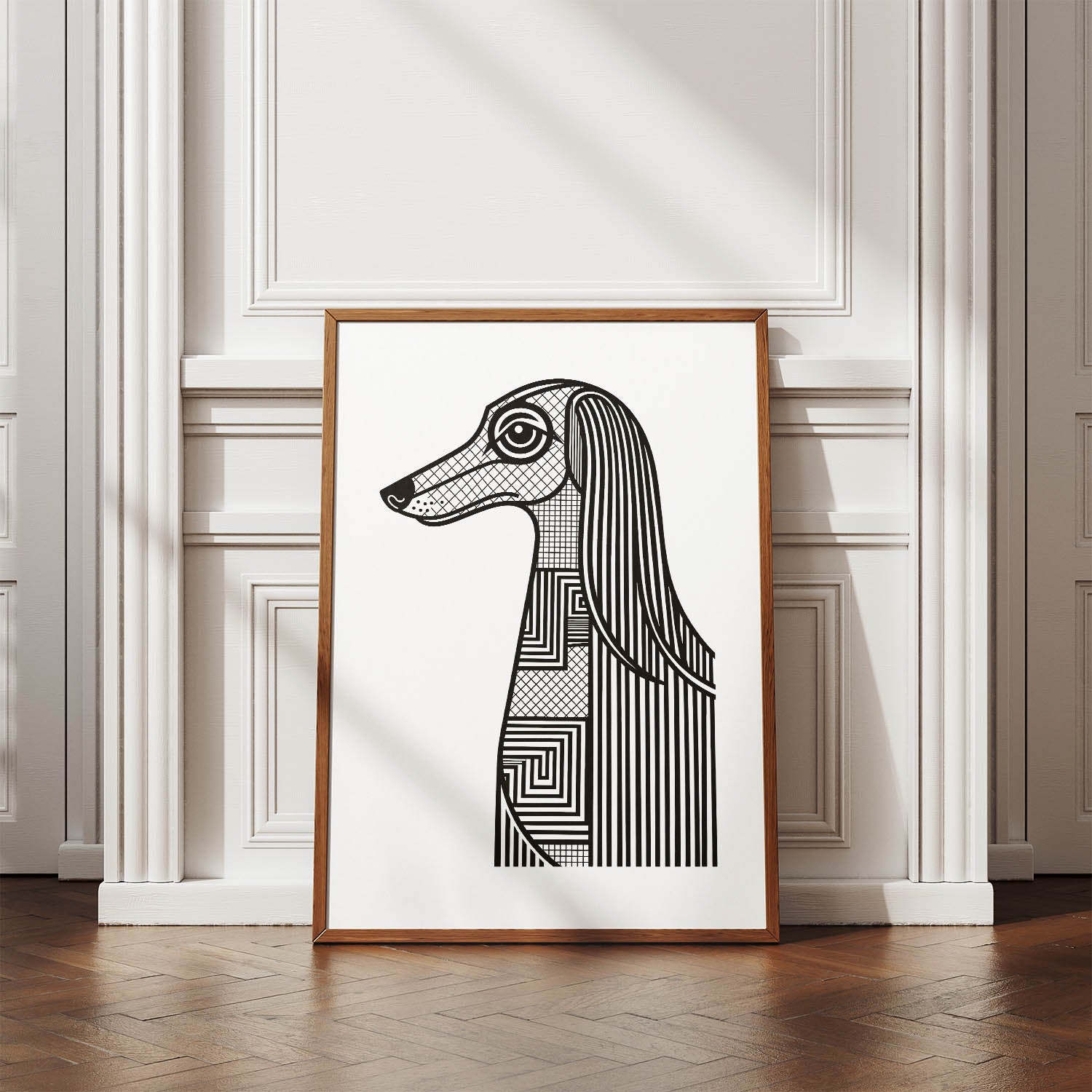 Afghan Hound Geometric Line Art mockup