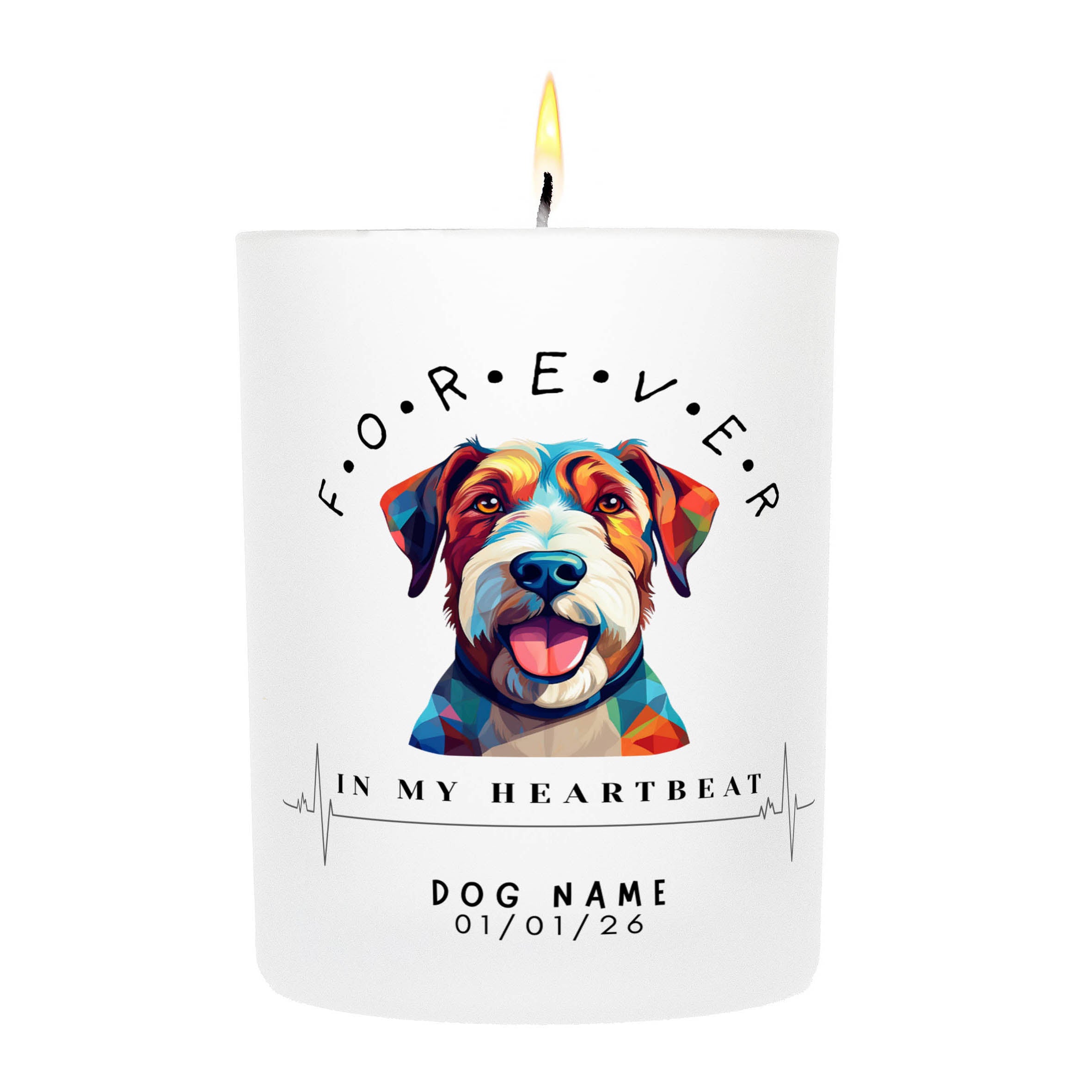 Airdale Terrier – Forever in My Heartbeat Custom Candle