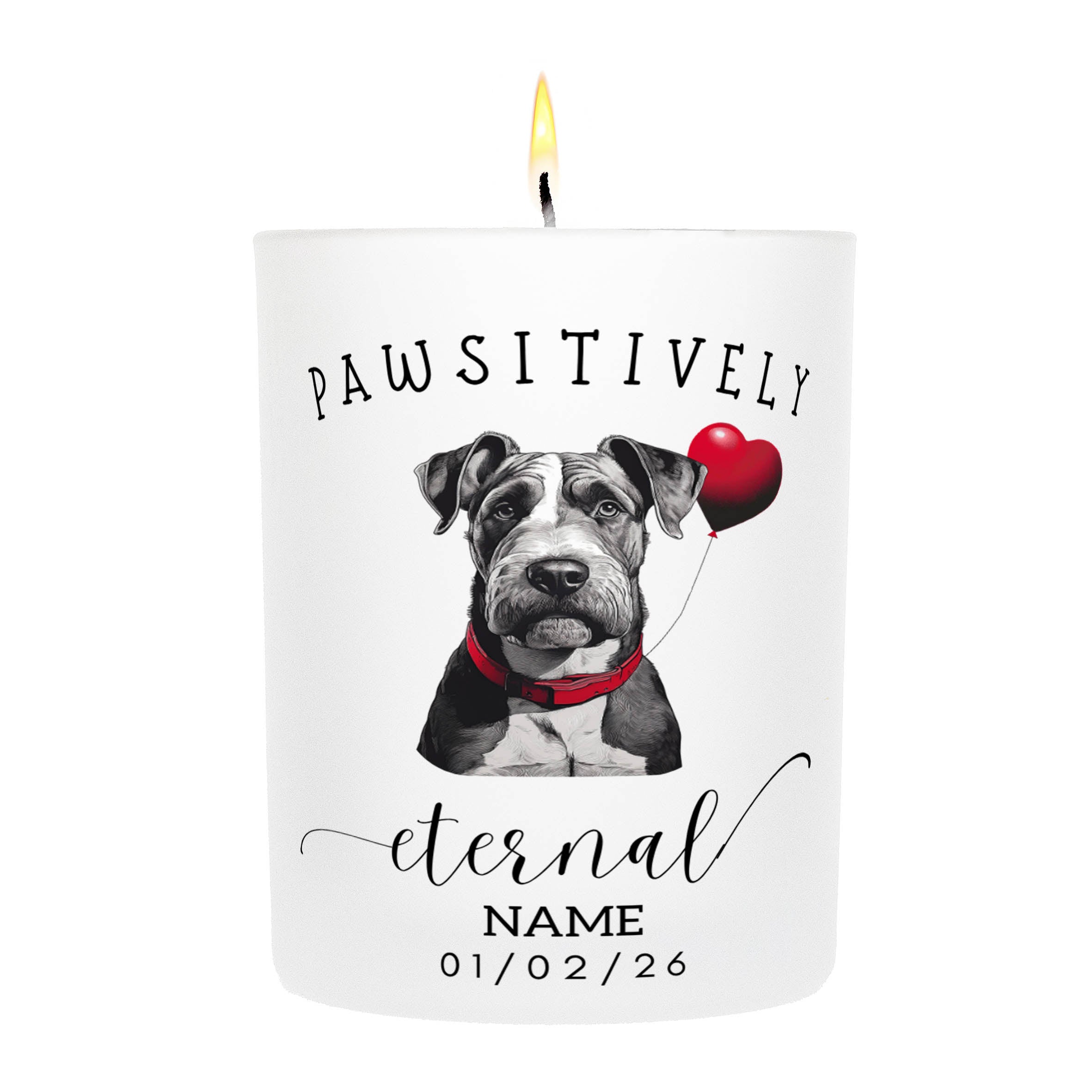Airedale In Memory Custom Pawsitively Eternal Candle White