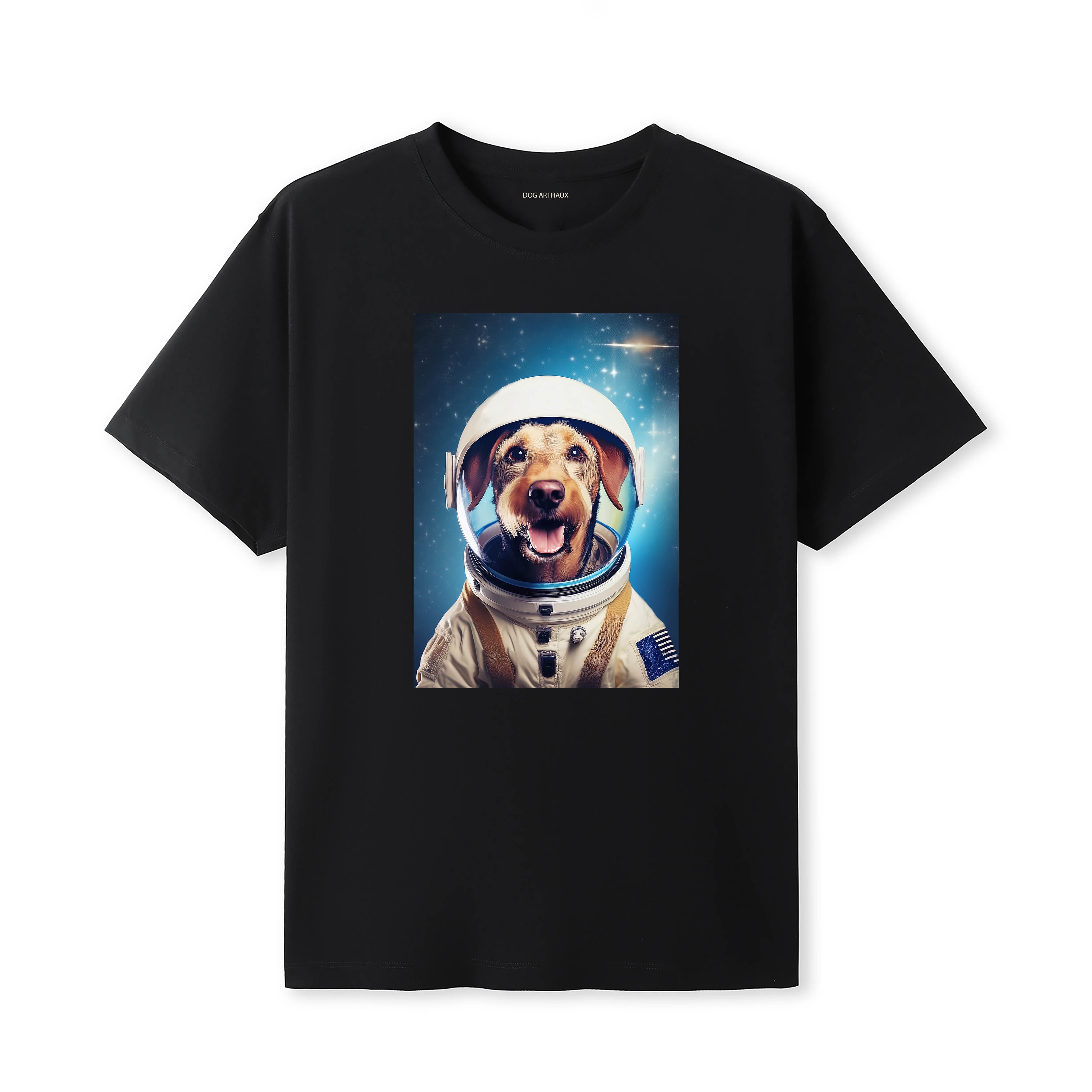 Airedale Astronaut Dog T-shirt - Black | Dogsy & Co