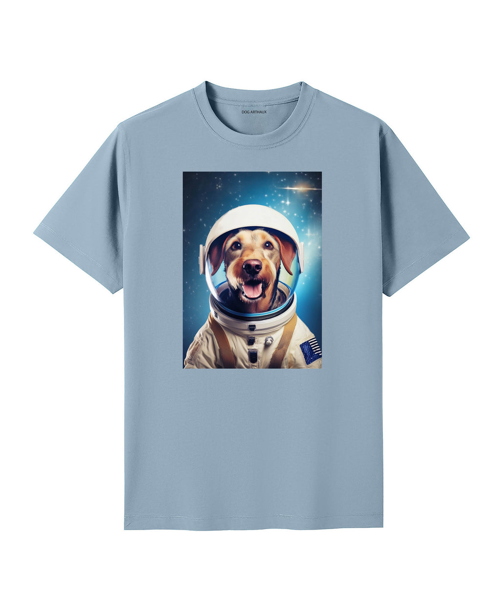 Airedale Astronaut Dog T-shirt - Blue