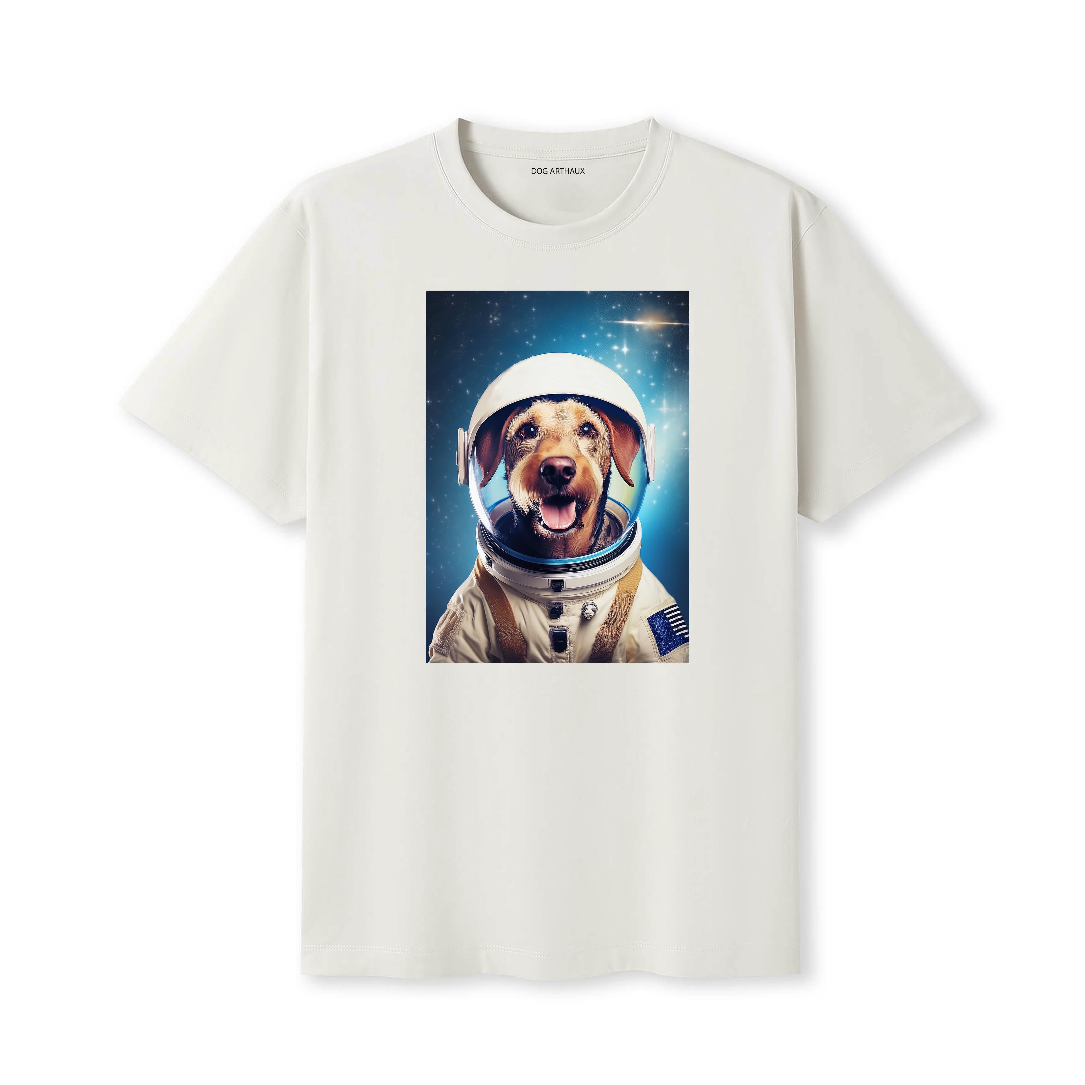 Airedale Astronaut Dog T-shirt - Natural