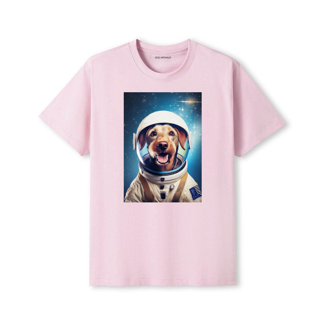 Airedale Astronaut Dog T-shirt - Pink