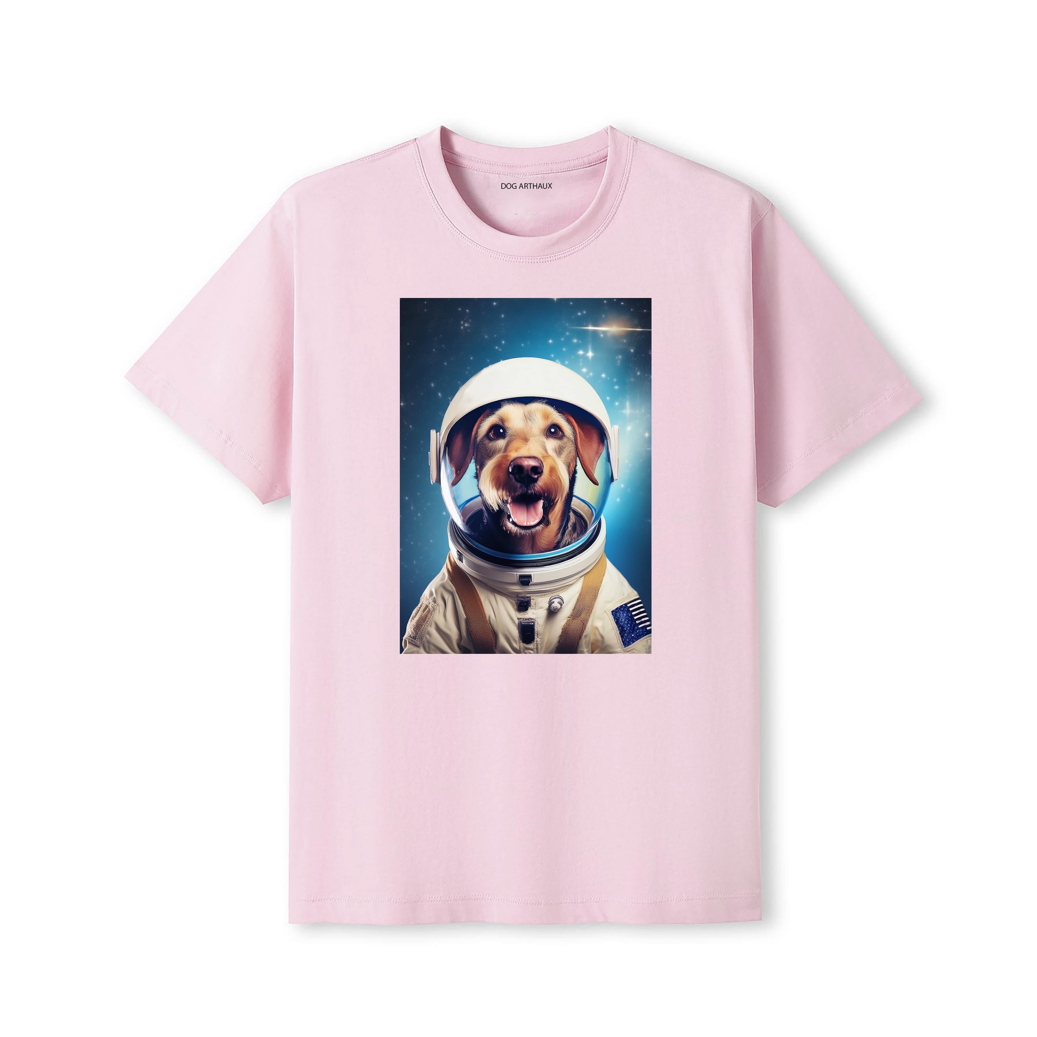 Airedale Astronaut Dog T-shirt - Pink