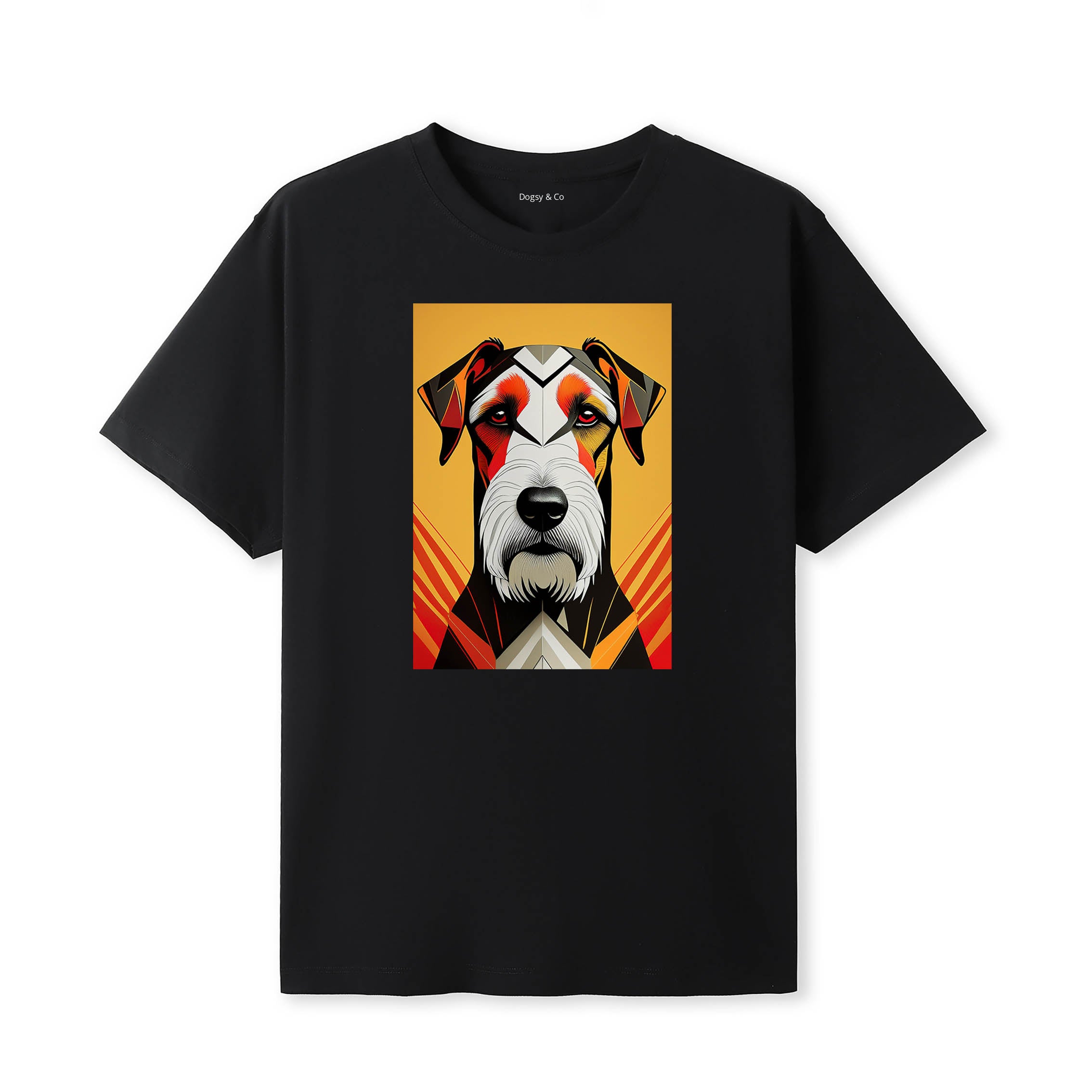 Airedale Retro Geo Orange Dog T-Shirt | Dogsy & Co