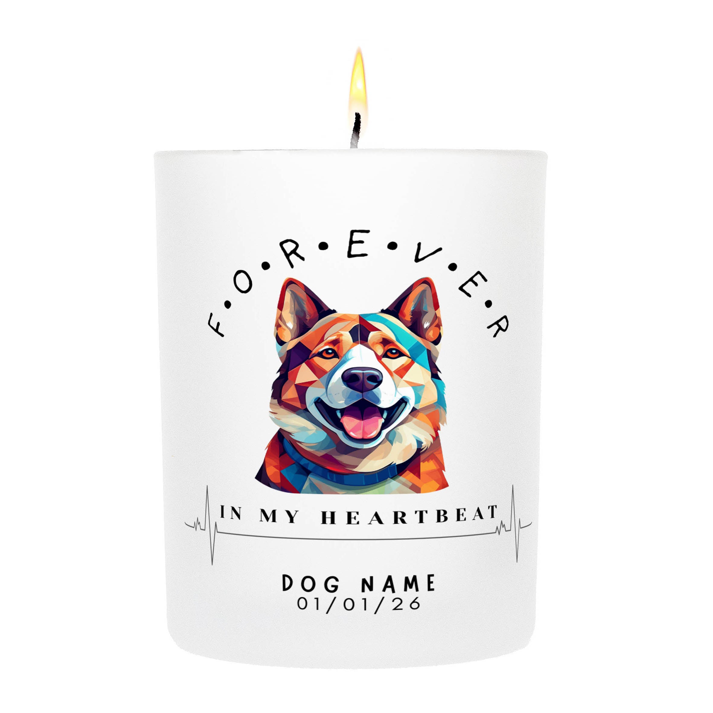 Akita Inu – Forever in My Heartbeat Custom Candle