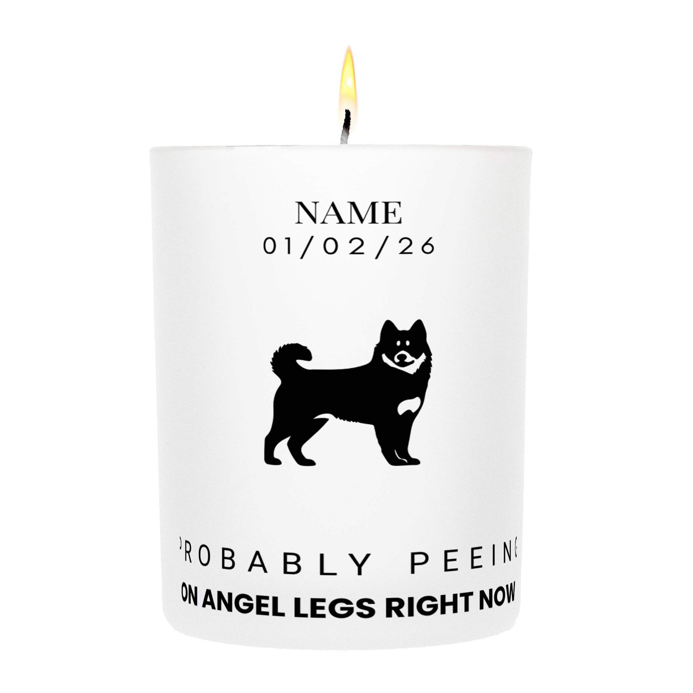 Akita Inu – Probably Peeing on Angel Legs Right Now Custom Candle