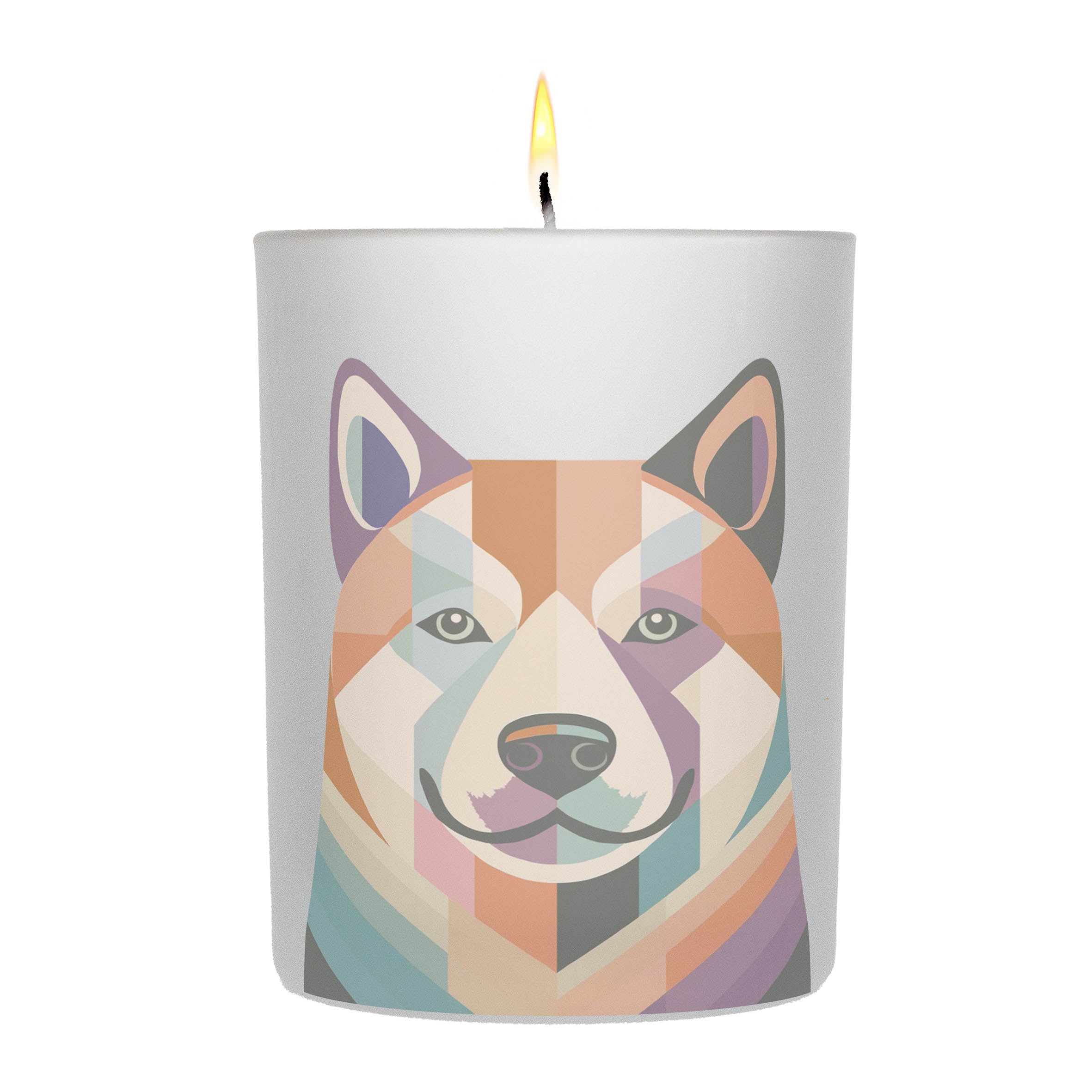 Akita Inu Graphic Retro Chic Frosted Candle