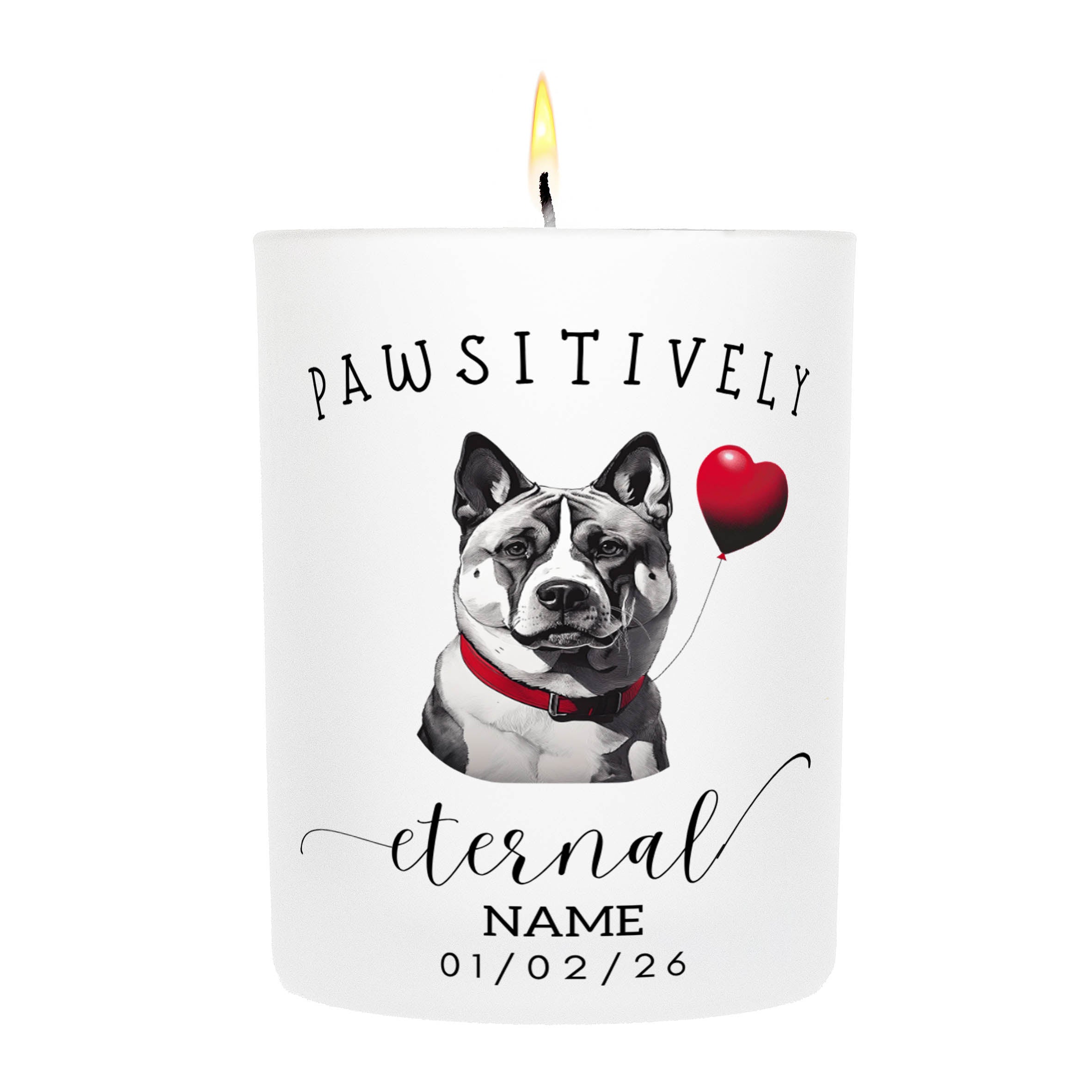 Akita Inu In Memory Custom Pawsitively Eternal Candle White