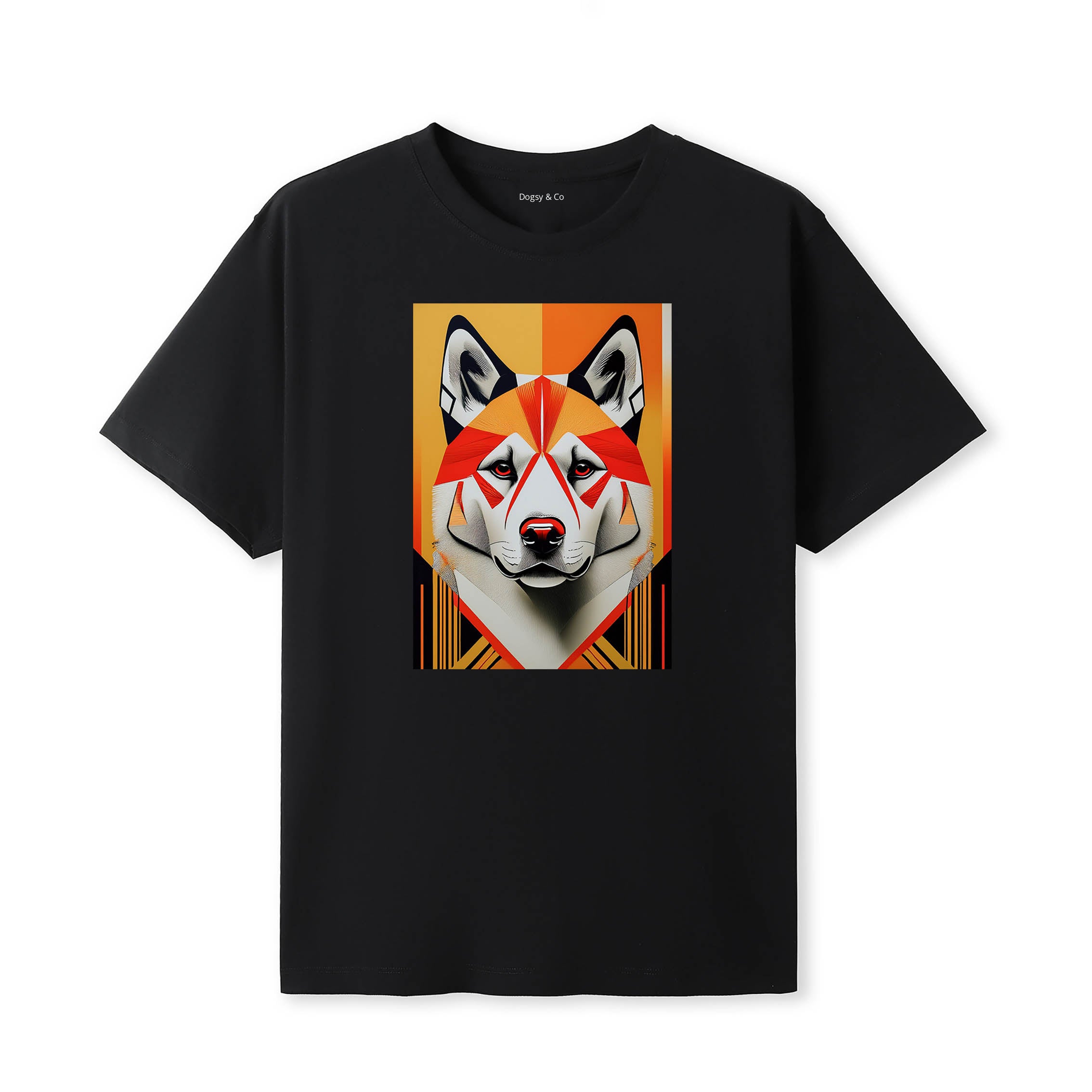 Akita Inu Retro Geo Orange Dog T-Shirt | Dogsy & Co