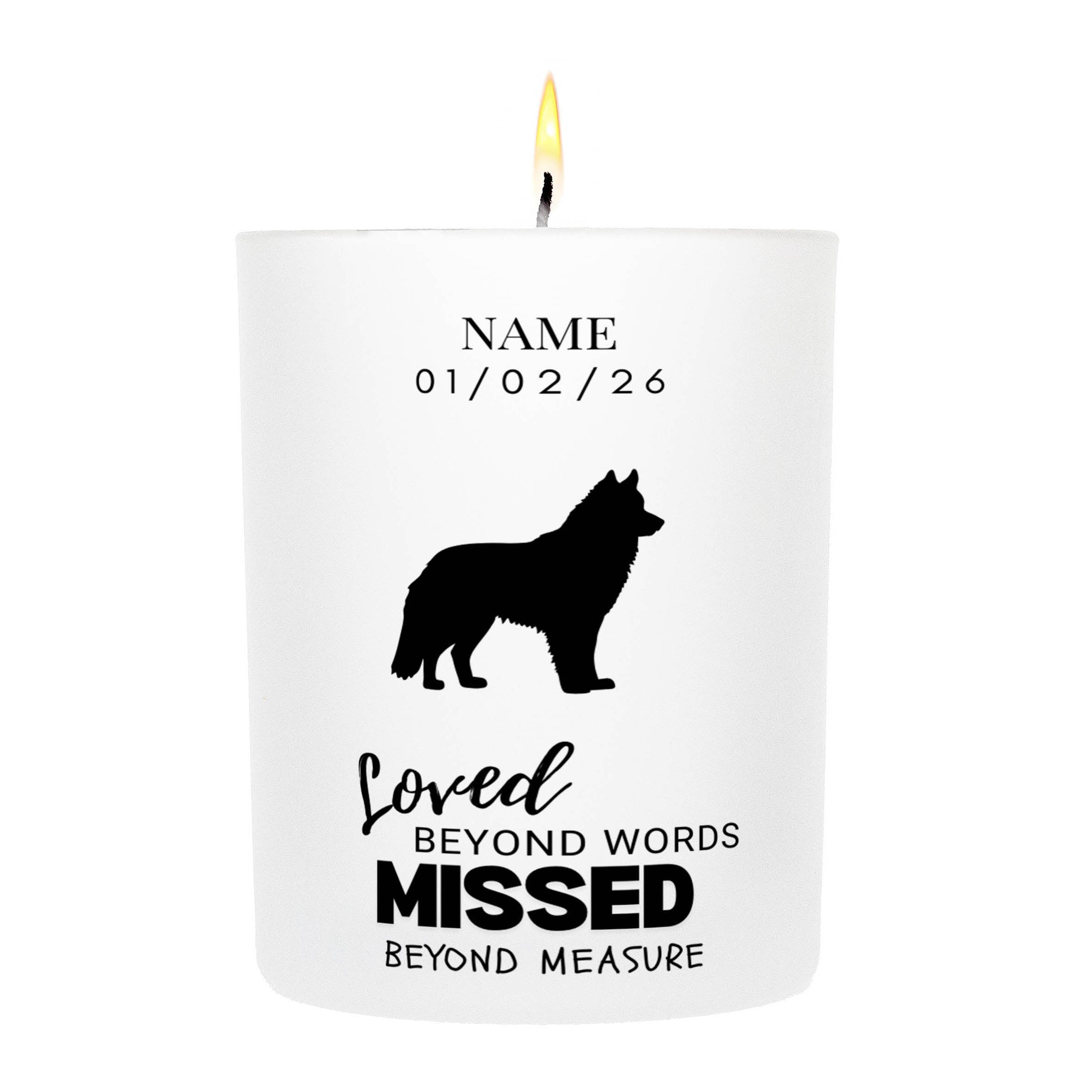 Alaskan Malamute – Loved Beyond Words, Missed Beyond Measure Custom Candle