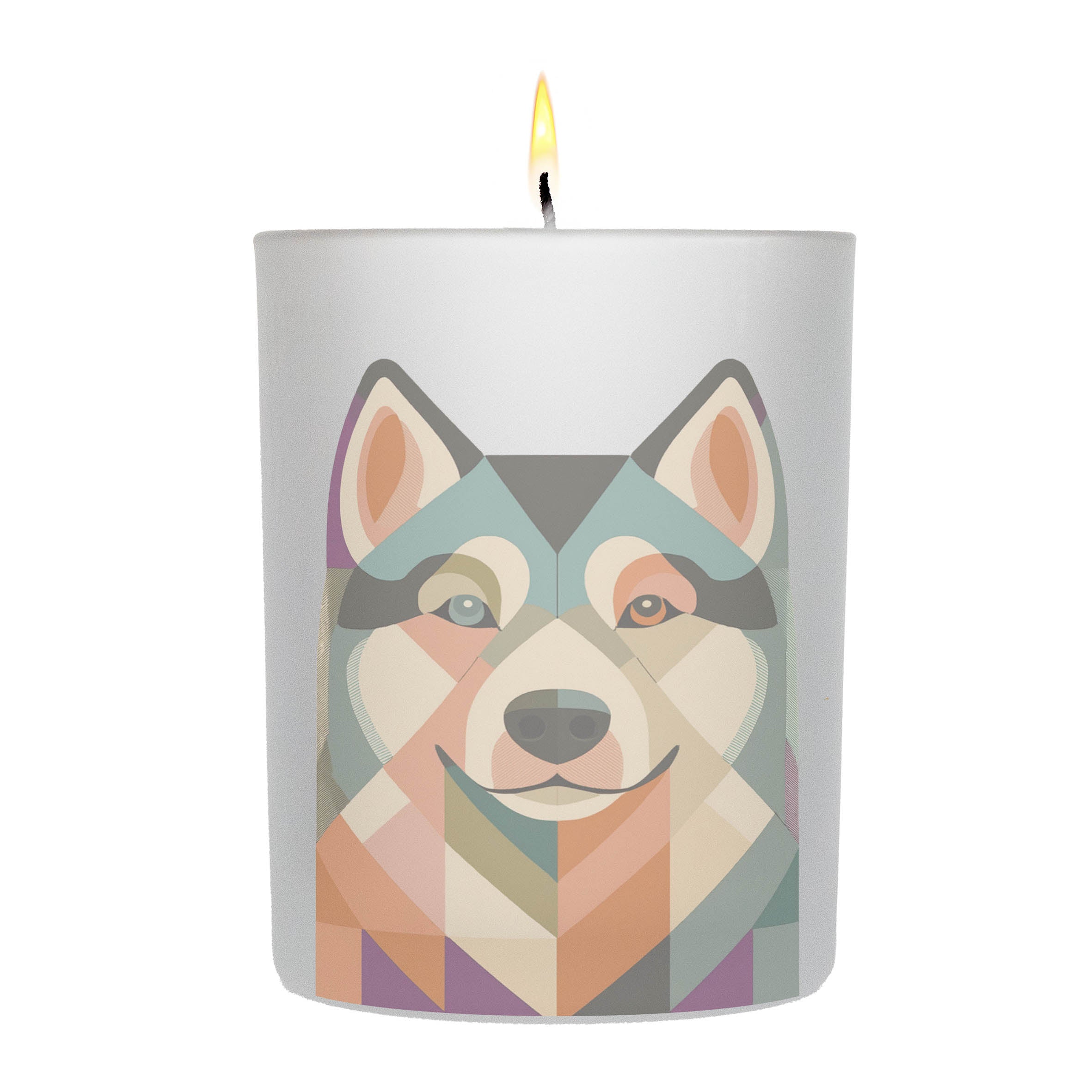 Alaskan Malamute Graphic Retro Chic Frosted Candle
