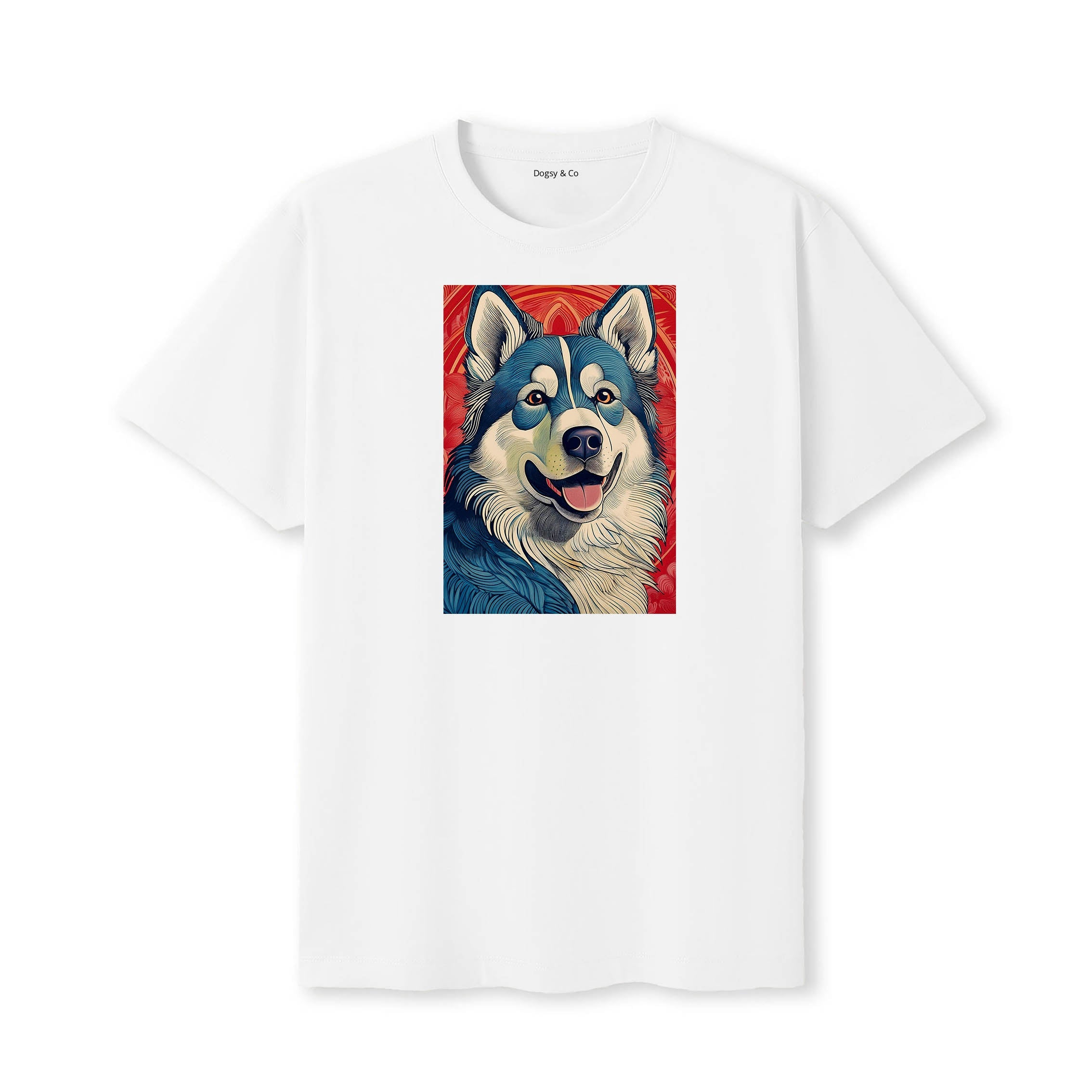 Alaskan Malamute Hokusai Dog Portrait T-Shirt V1 White
