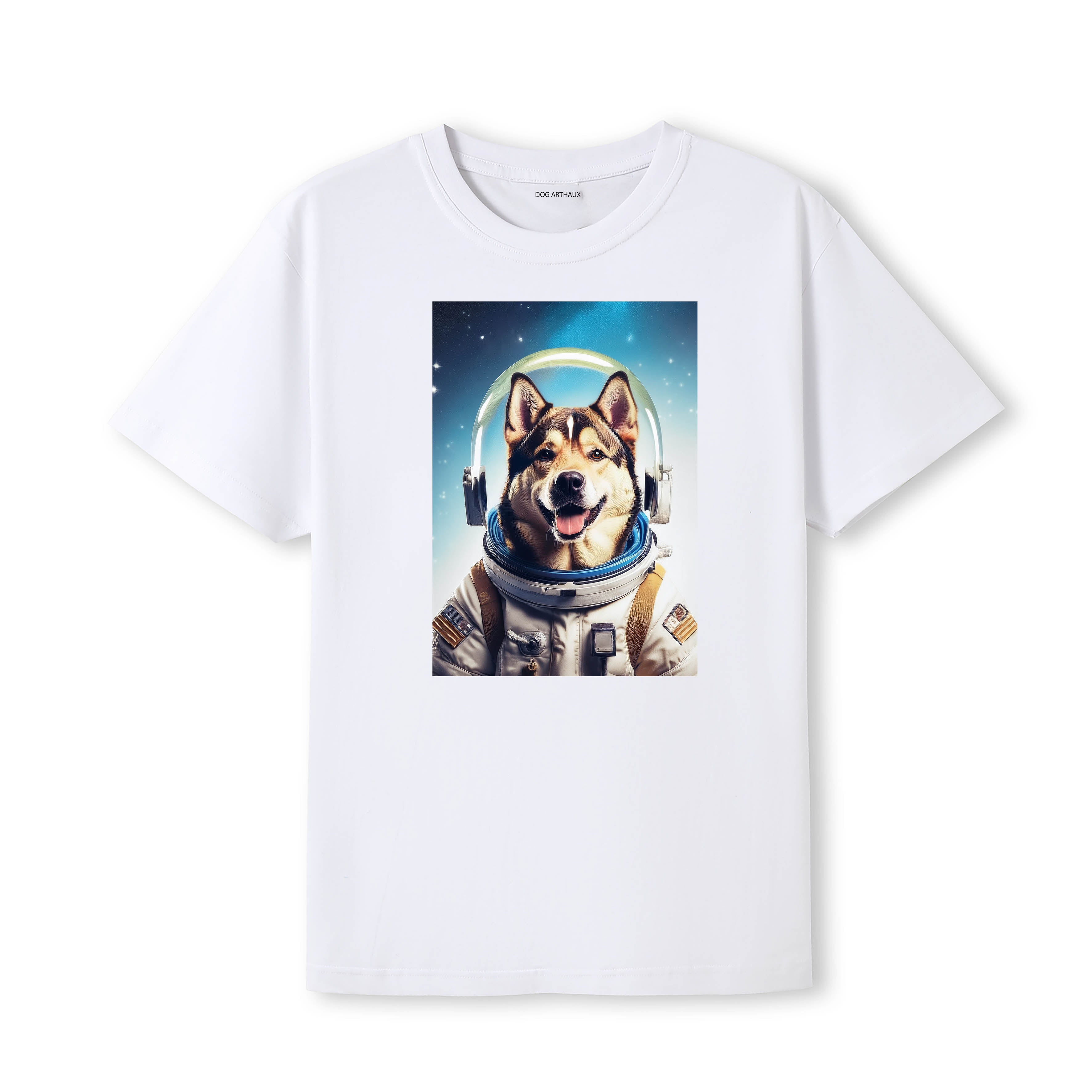 Alaskan Malamute Astronaut Dog T-shirt - White
