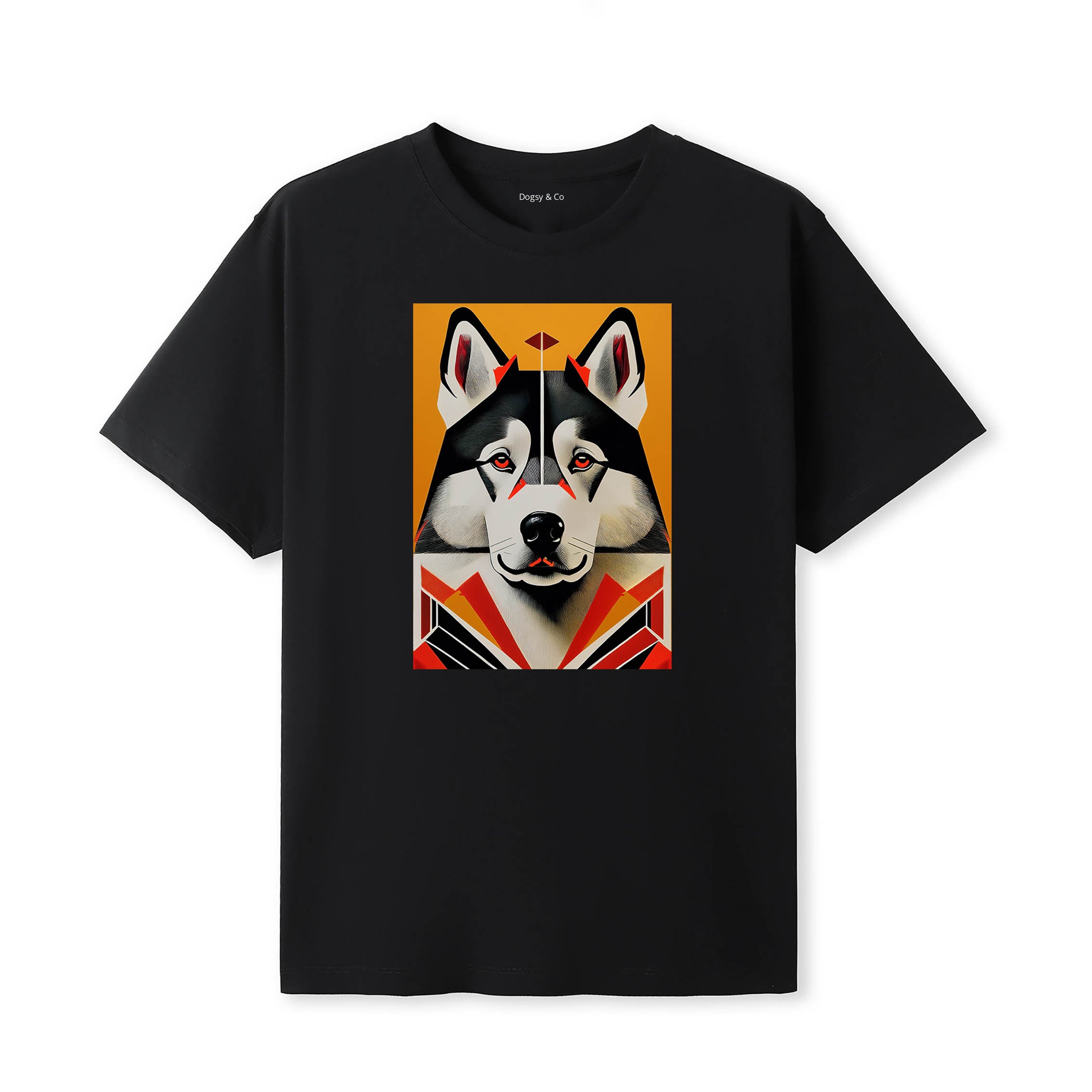 Alaskan Malamute Retro Geo Orange Dog T-Shirt | Dogsy & Co