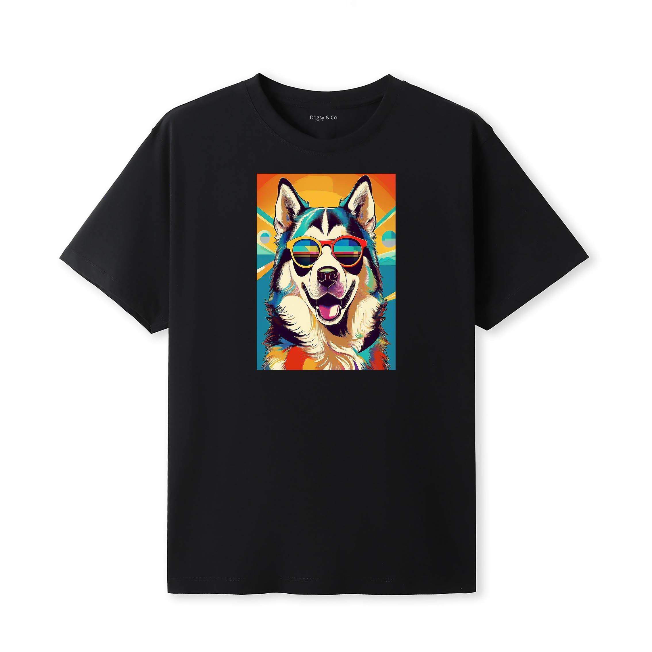 Alaskan Malamute Sunnies Dog T-Shirt V1 Black