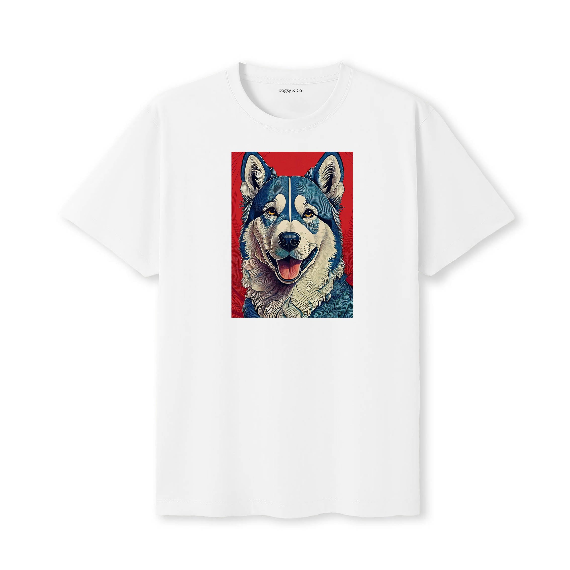 Alaskan Malamute Hokusai Dog Portrait T-Shirt V2 White