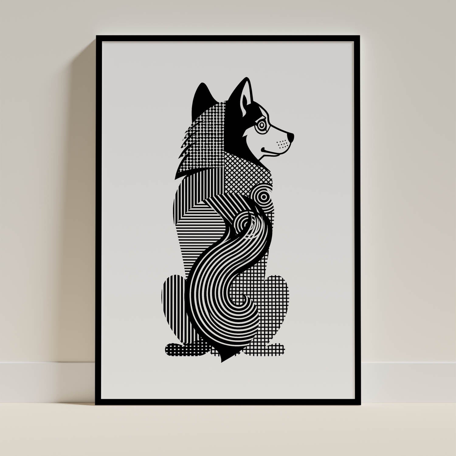 Alaskan Malamute Geometric Line Art mockup