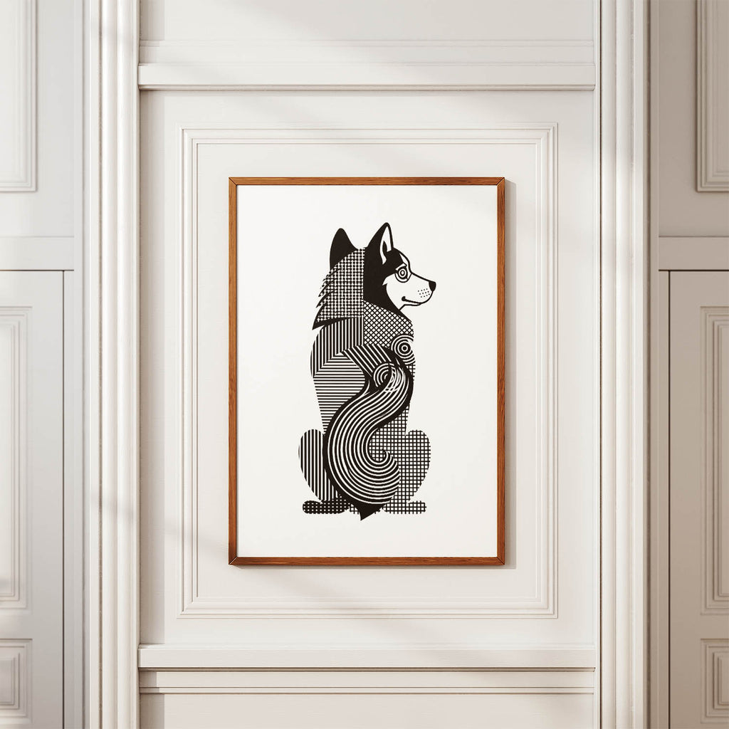 Alaskan Malamute Geometric Line Art mockup