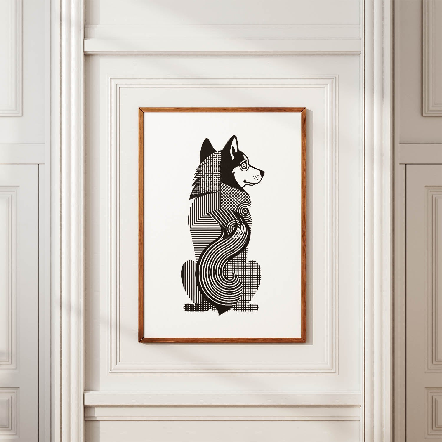 Alaskan Malamute Geometric Line Art mockup