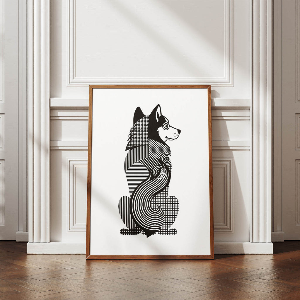 Alaskan Malamute Geometric Line Art mockup