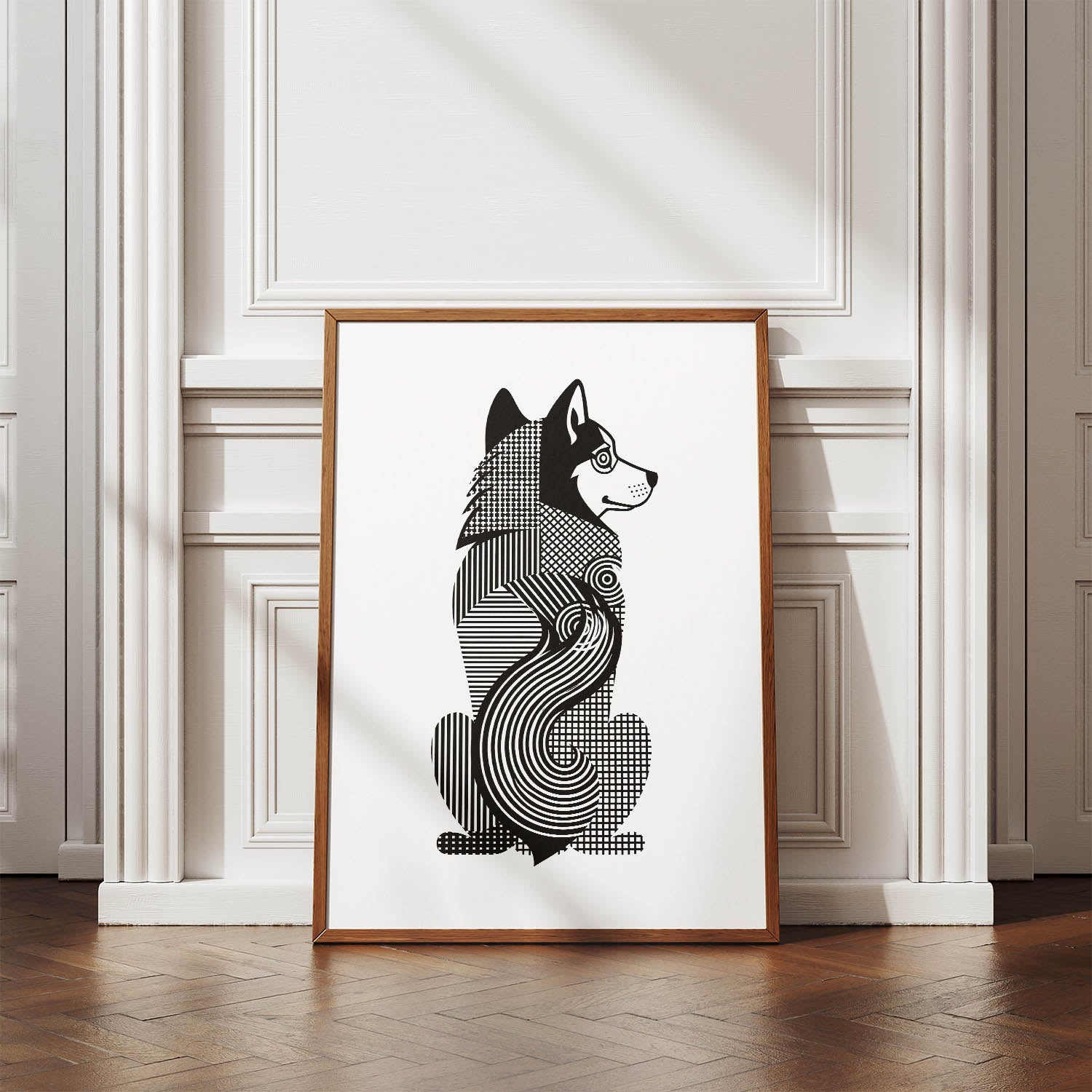 Alaskan Malamute Geometric Line Art mockup