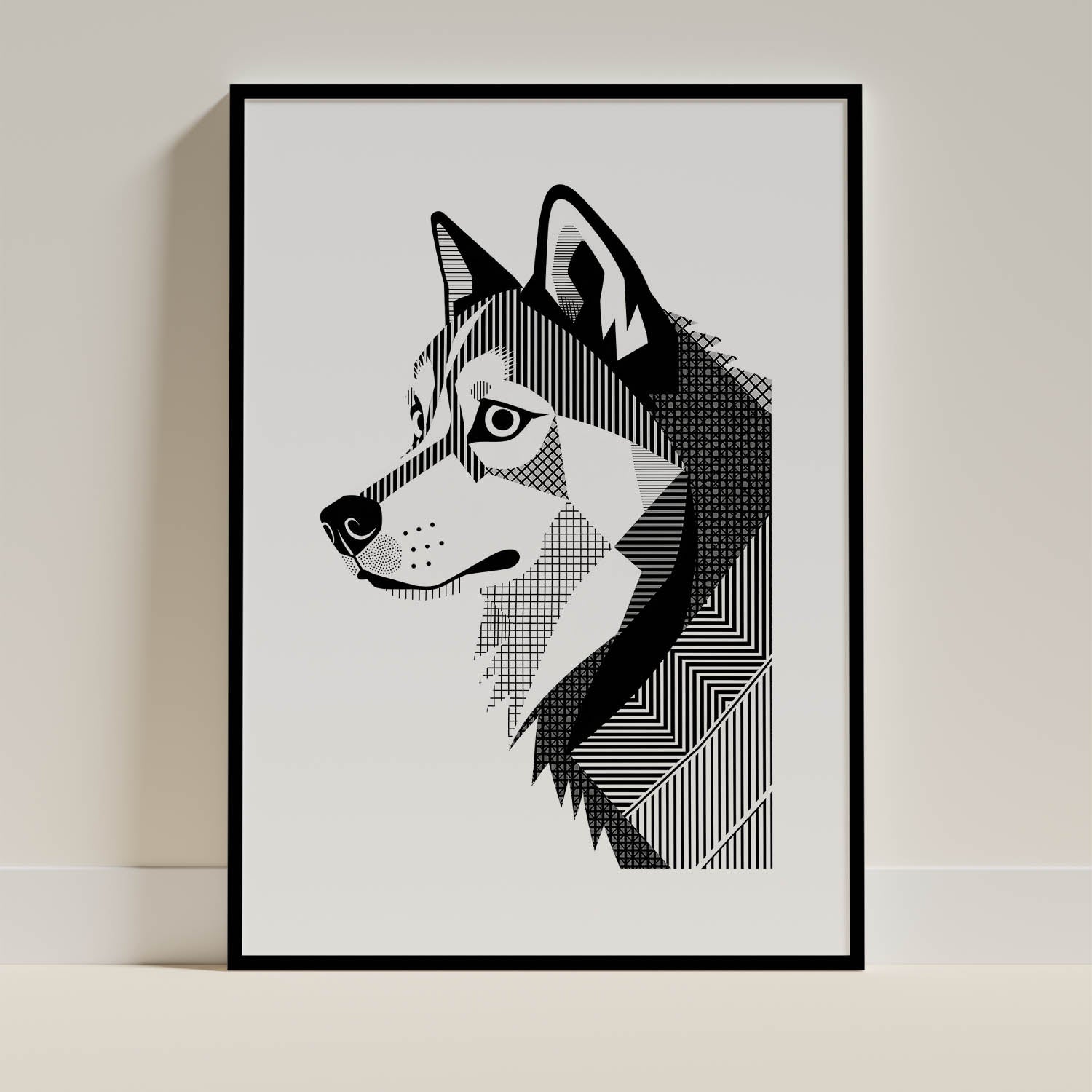 Alaskan Malamute Geometric Line Art mockup