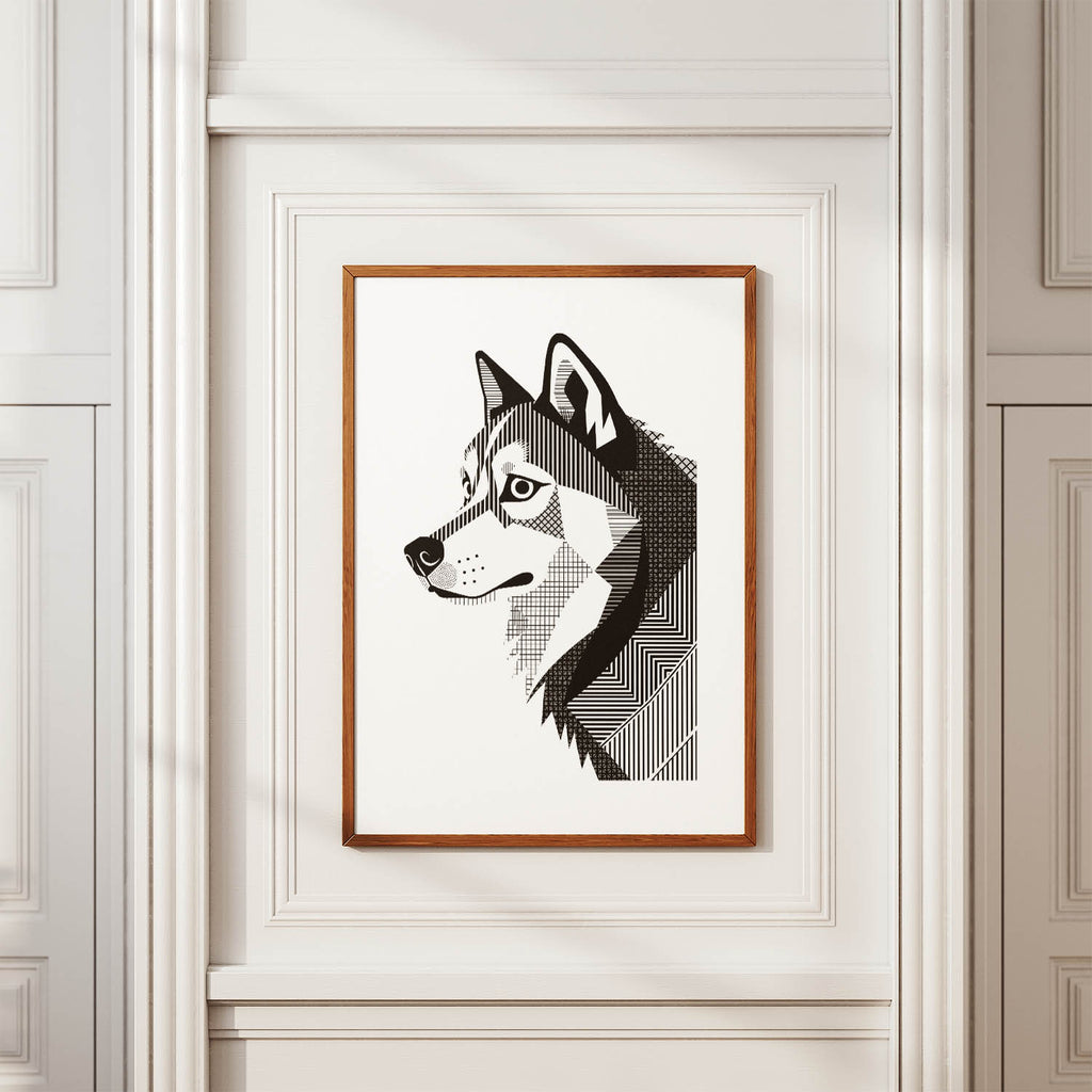 Alaskan Malamute Geometric Line Art mockup