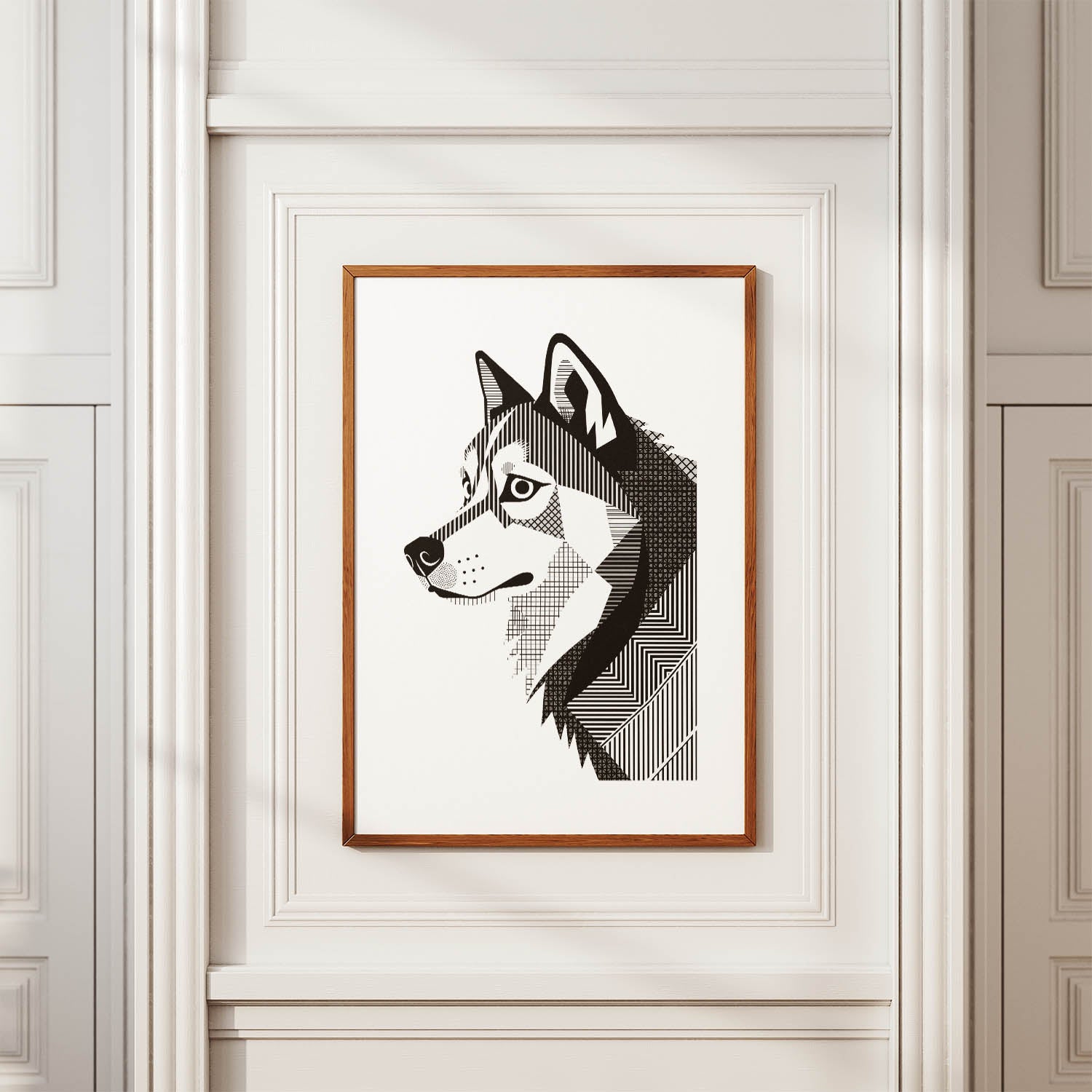 Alaskan Malamute Geometric Line Art mockup