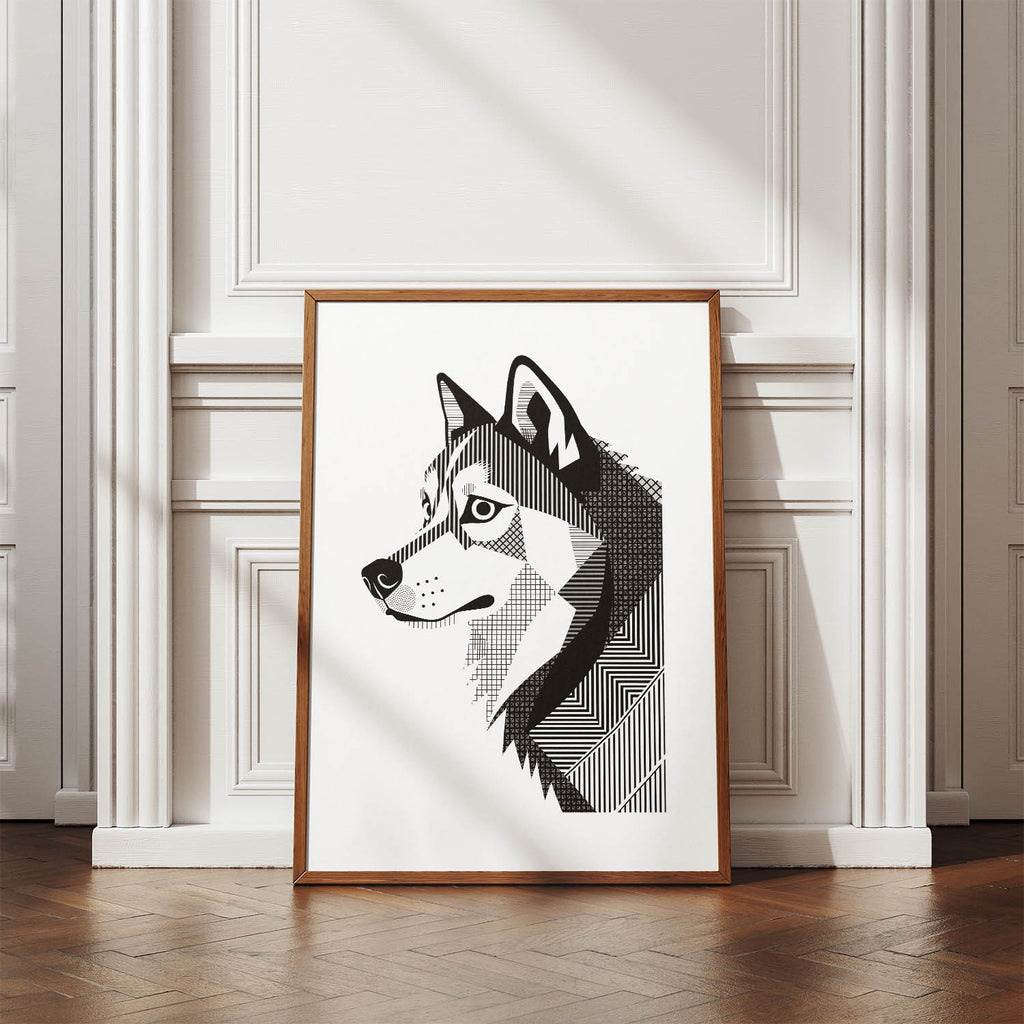 Alaskan Malamute Geometric Line Art mockup