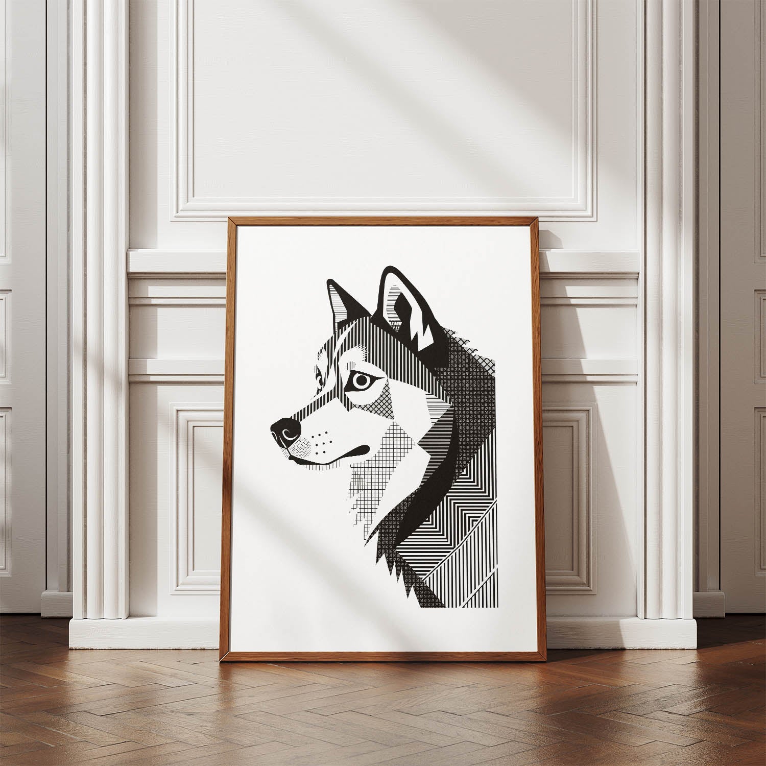 Alaskan Malamute Geometric Line Art mockup
