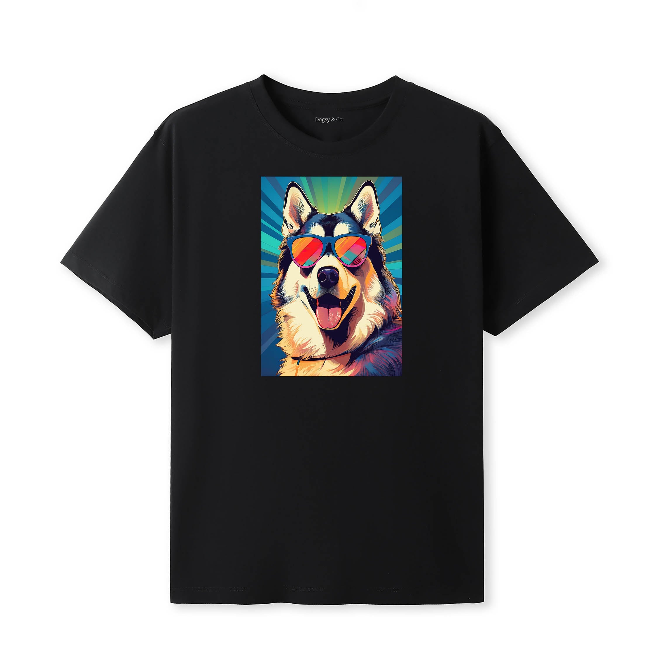 Alaskan Malamute Sunnies Dog T-Shirt Black