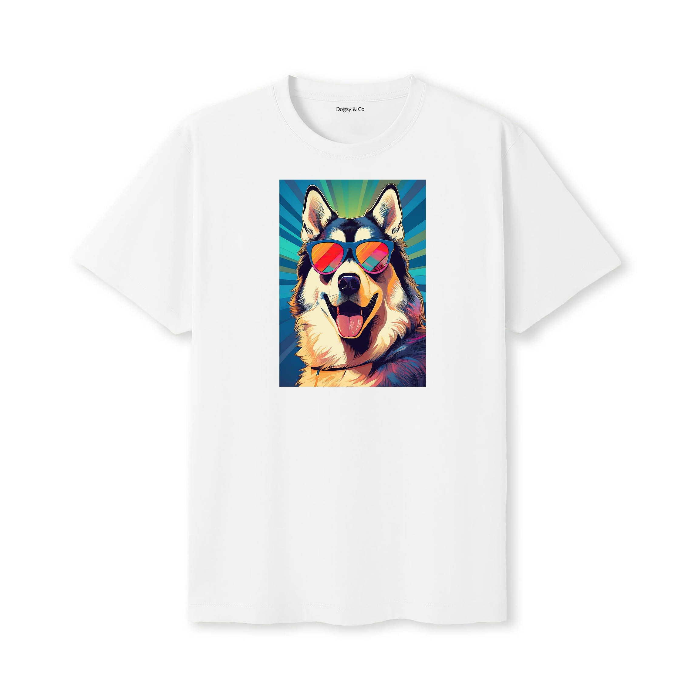 Alaskan Malamute Sunnies Dog T-Shirt White