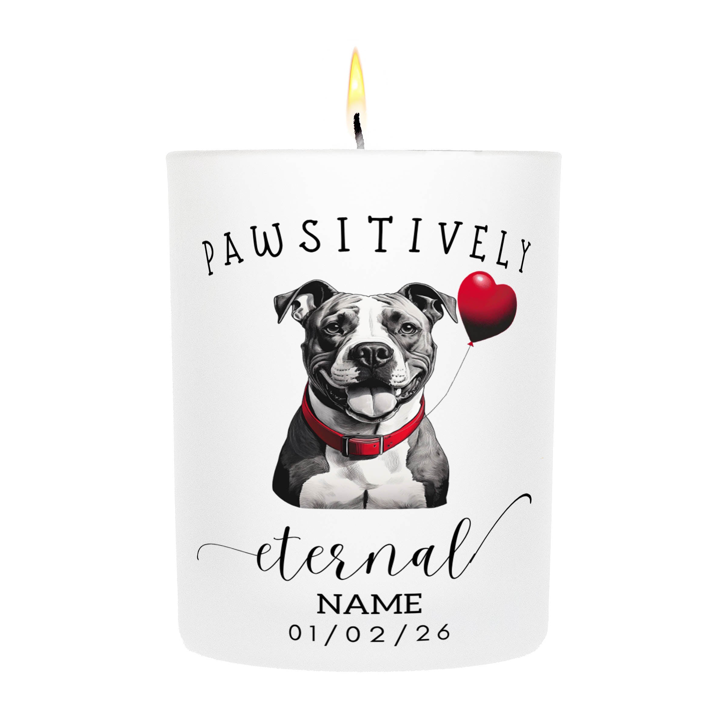 American Staffordshire Terrier In Memory Custom Pawsitively Eternal Candle White